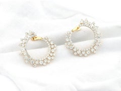 Boucles d'oreilles créoles festonnées en or jaune 14 carats, ornées d'un diamant naturel rond de 2,75 carats