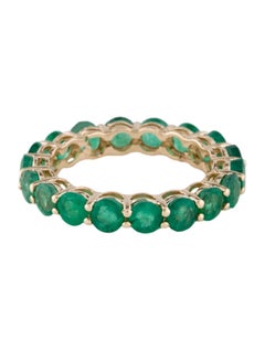 14K Yellow Gold 2.75ctw Emerald Eternity Band, Size 6.5, Round Brilliant Emerald