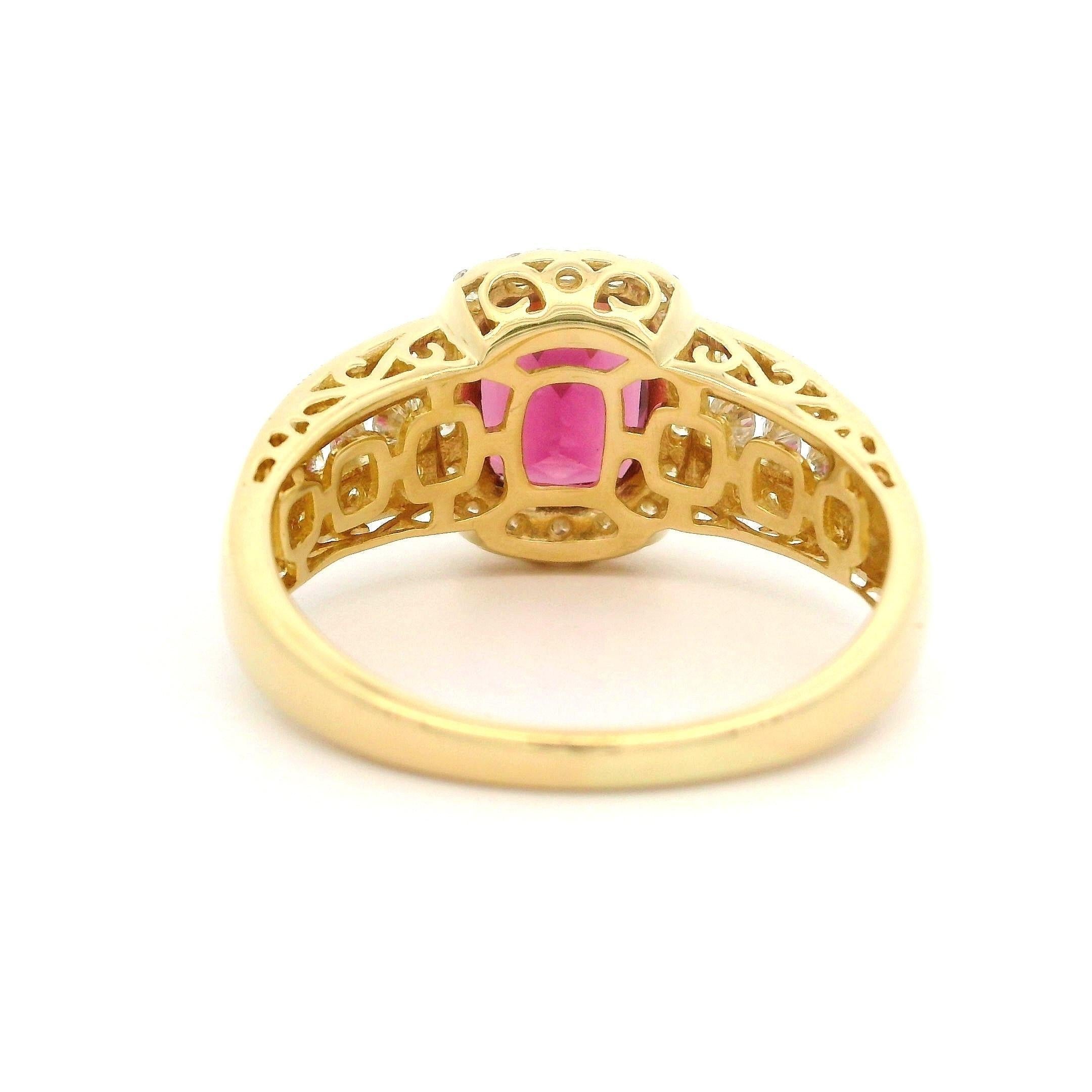 14k Yellow Gold 2.75ctw Tourmaline w/ Diamond Halo Statement Cocktail Ring For Sale 6