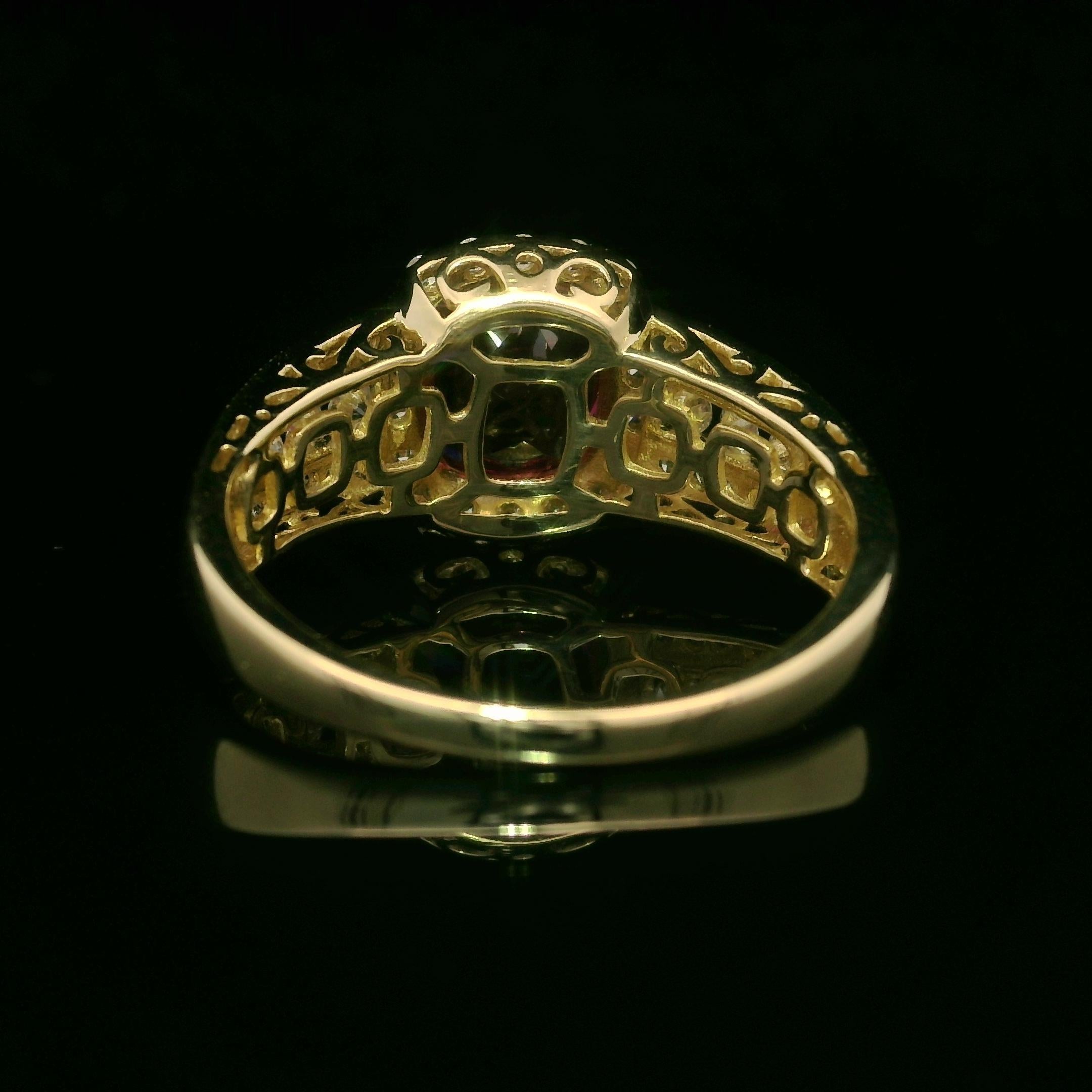 14k Yellow Gold 2.75ctw Tourmaline w/ Diamond Halo Statement Cocktail Ring For Sale 3