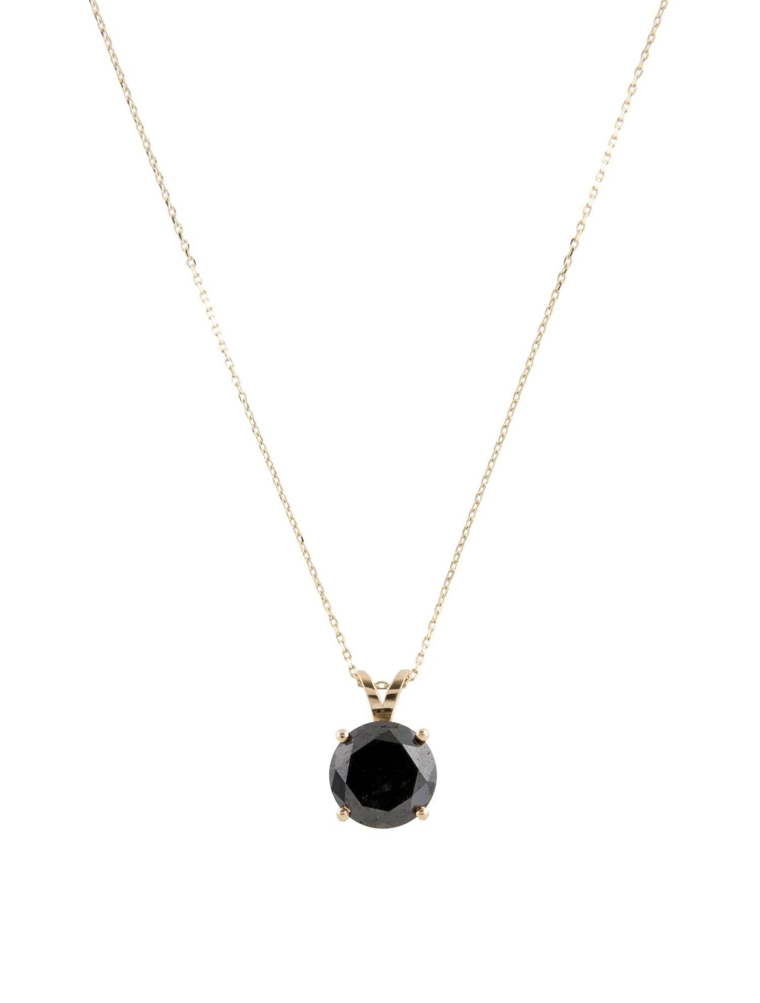 Round Cut 14K Yellow Gold 2.76ct Diamond Solitaire Pendant Necklace For Sale