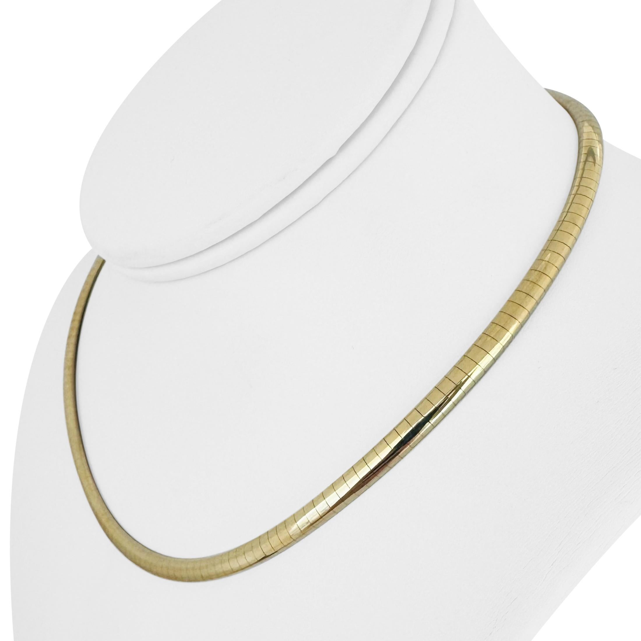 14k Gelbgold 27,7g massive Damen 4mm Omega-Gliederhalskette Italien 16