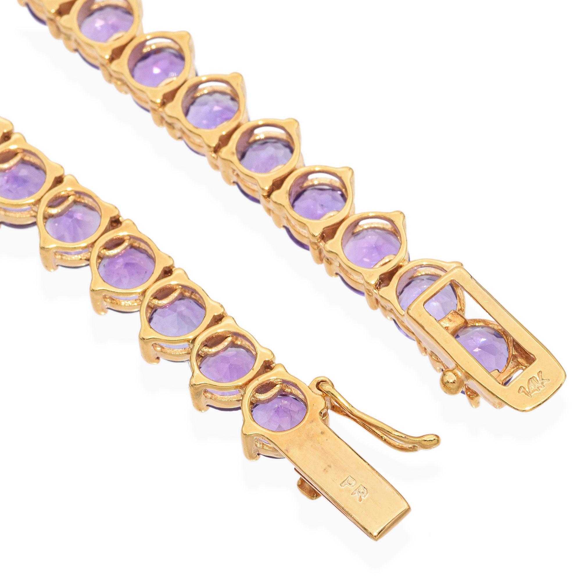 14K Gelbgold 27,8 TCW Amethyst-Tennis-Halskette Damen
