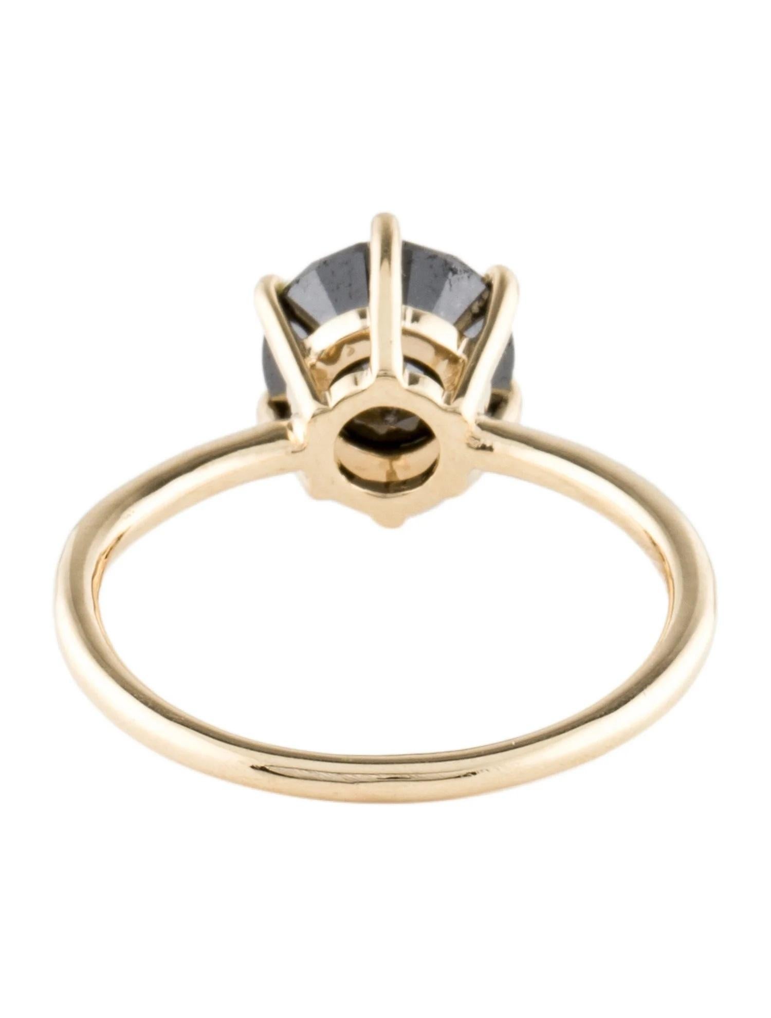 Taille ronde Bague de cocktail en or jaune 14K avec solitaire en diamant noir de 2,80ct, taille 7 en vente