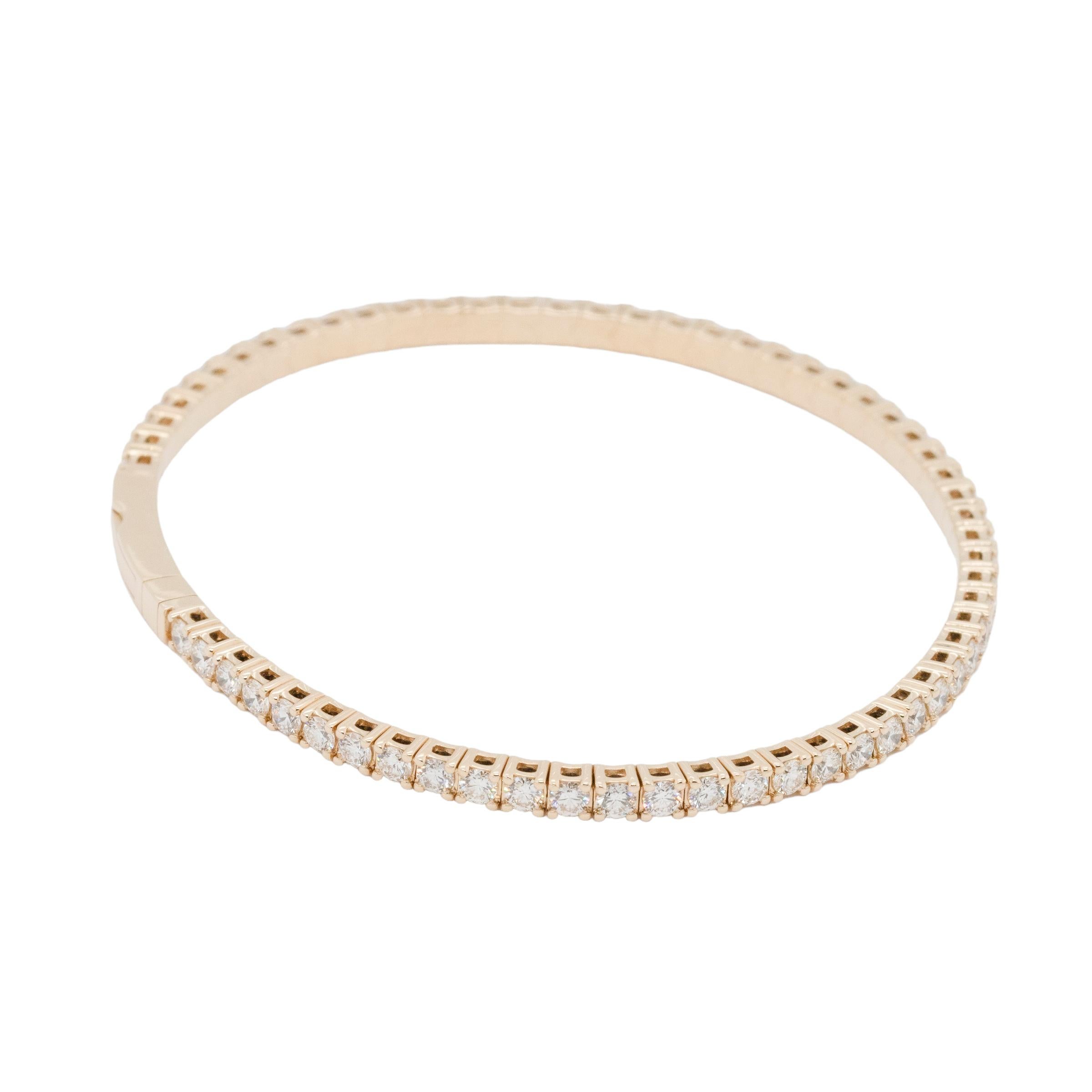 Bracelet jonc extensible style tennis en or jaune 14 carats avec diamants naturels de 2,81 carats Unisexe en vente
