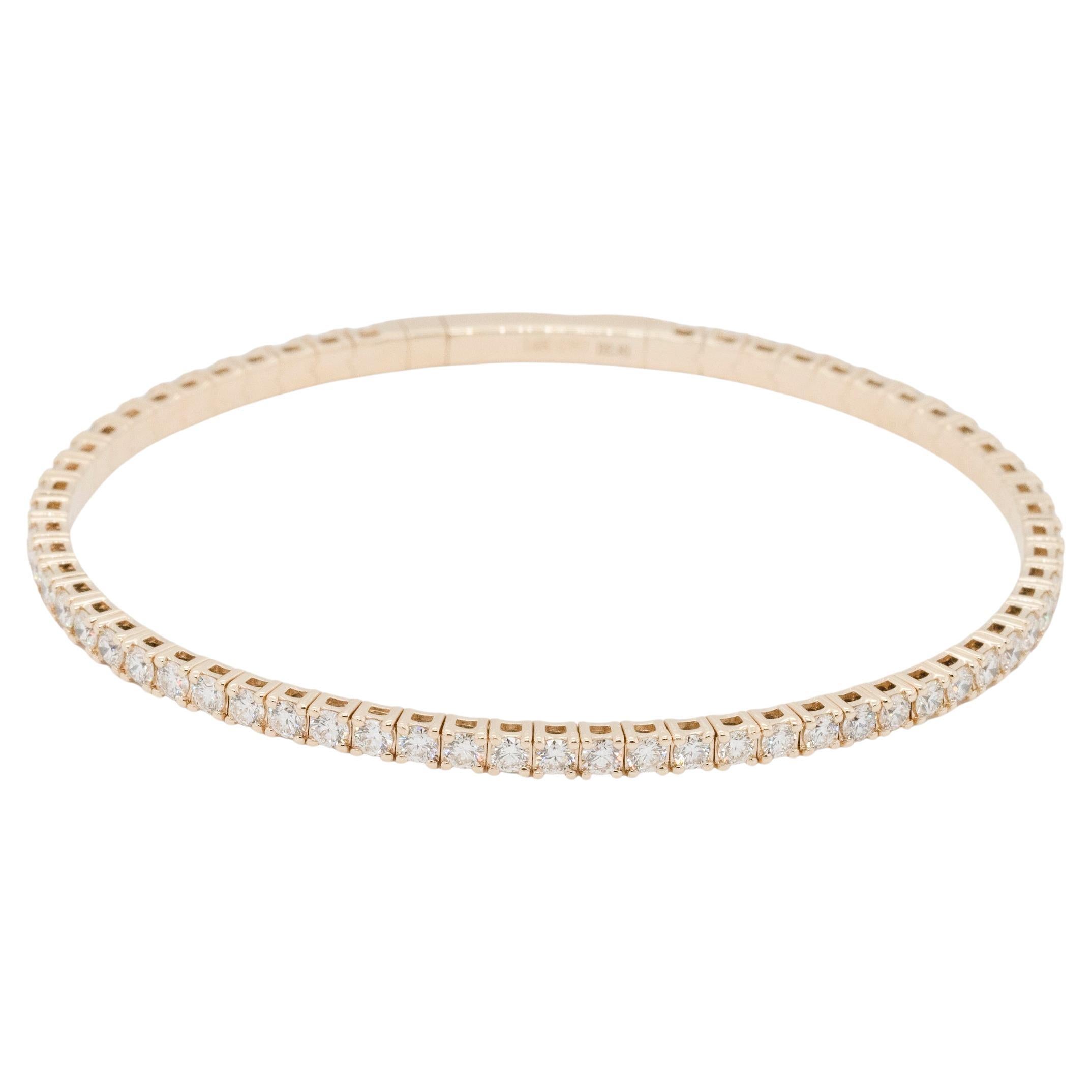 14k Yellow Gold 2.81ctw Natural Diamond Stretch Tennis Style Bangle Bracelet