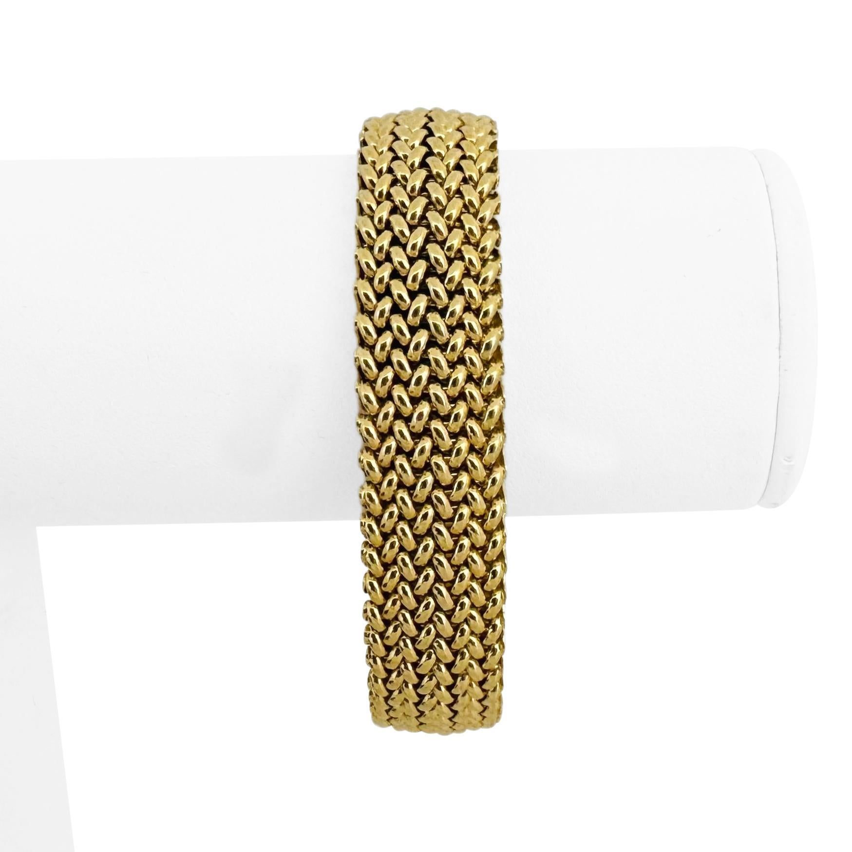 Oro giallo 14k 28,3g Donna Bracciale a maglie spesse 14mm Italia 7.25