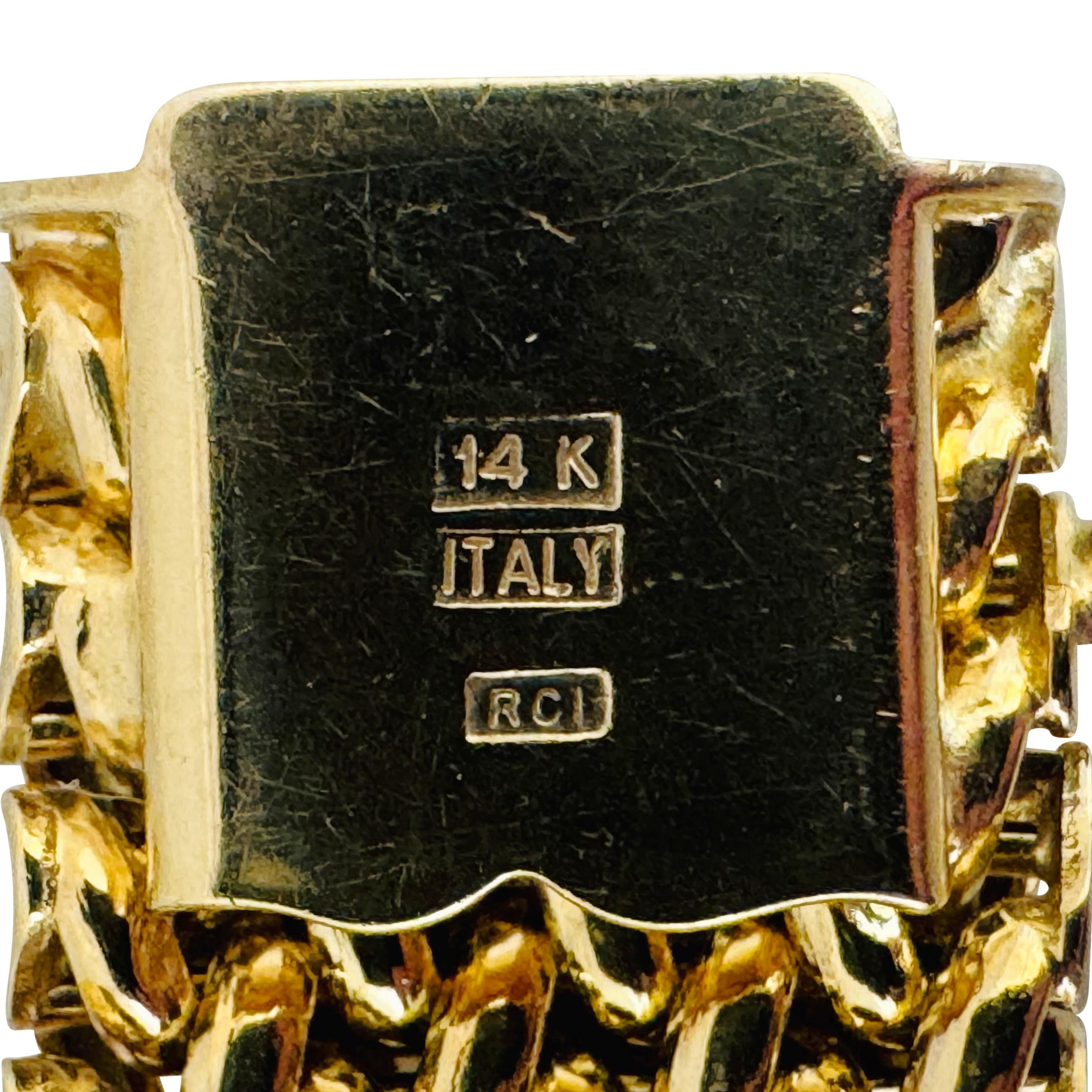 Oro giallo 14k 28,3g Donna Bracciale a maglie spesse 14mm Italia 7.25