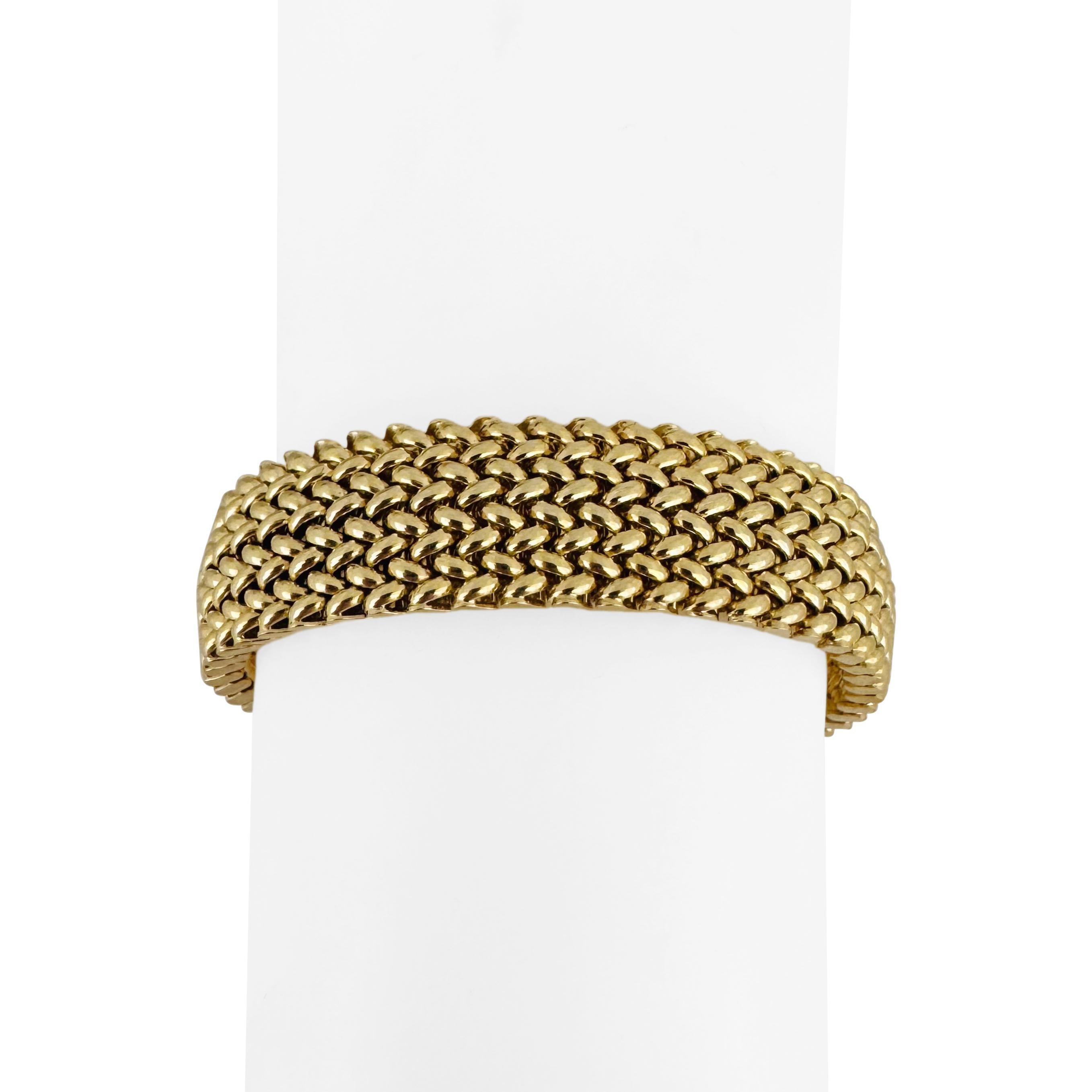 Oro giallo 14k 28,3g Donna Bracciale a maglie spesse 14mm Italia 7.25