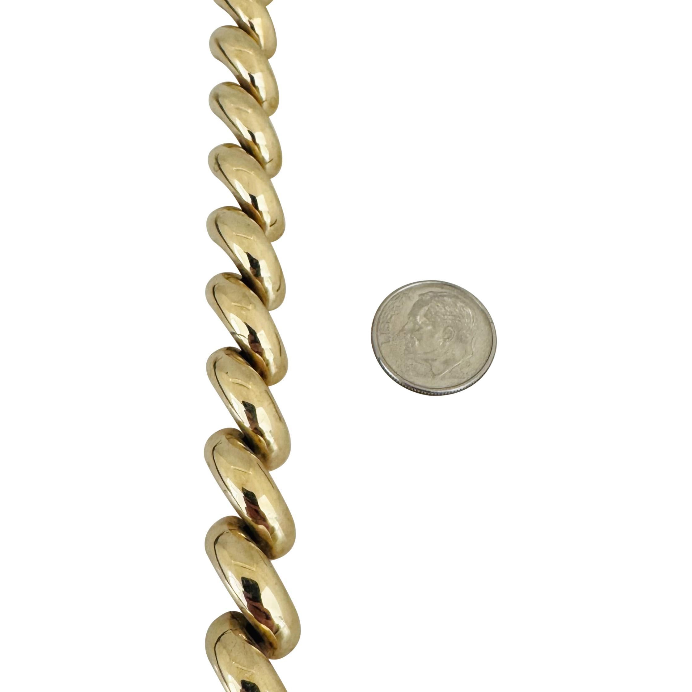 Women's 14k Yellow Gold 28.3g Wide Thick 12mm San Marco Link Bracelet Italy 7.5