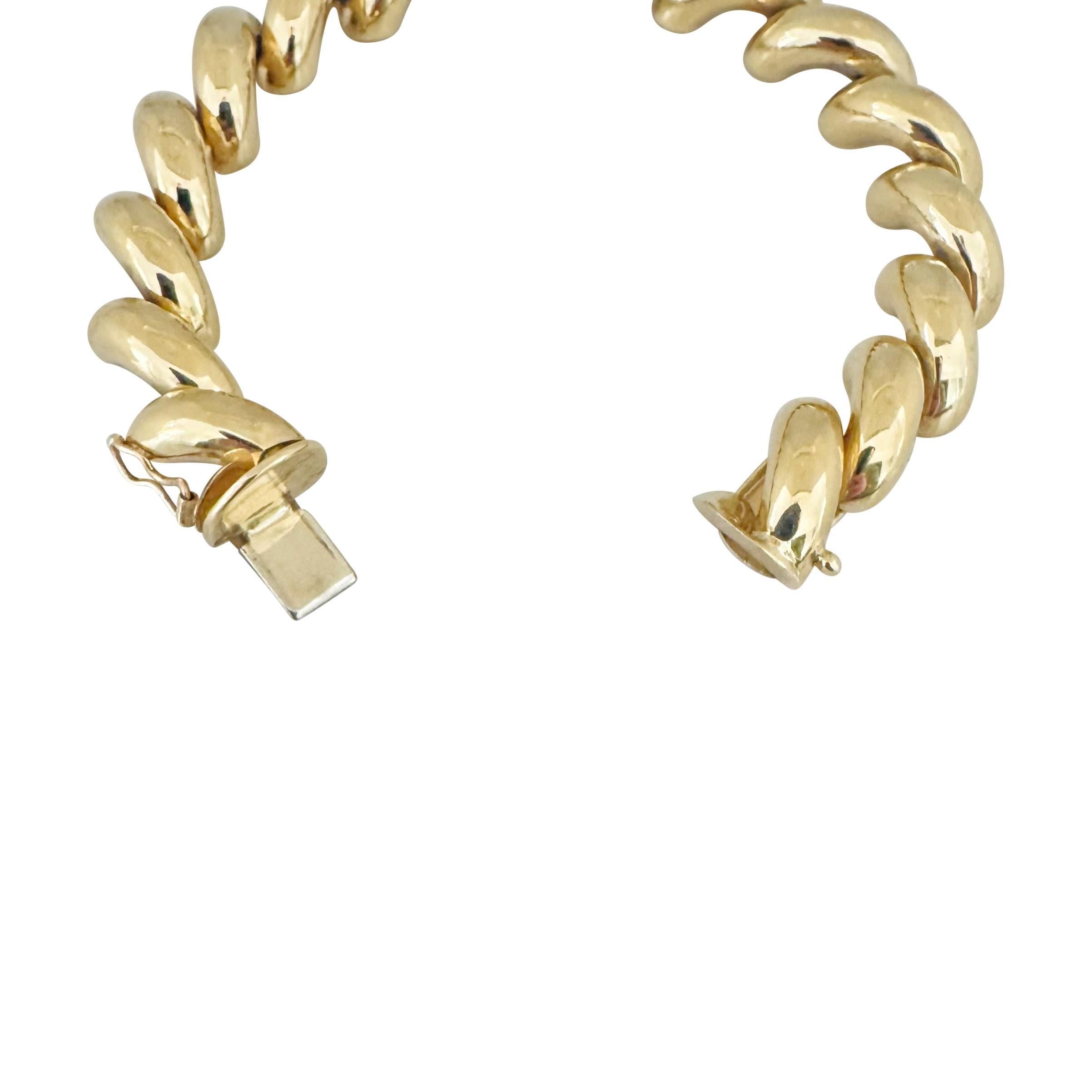 14k Yellow Gold 28.3g Wide Thick 12mm San Marco Link Bracelet Italy 7.5