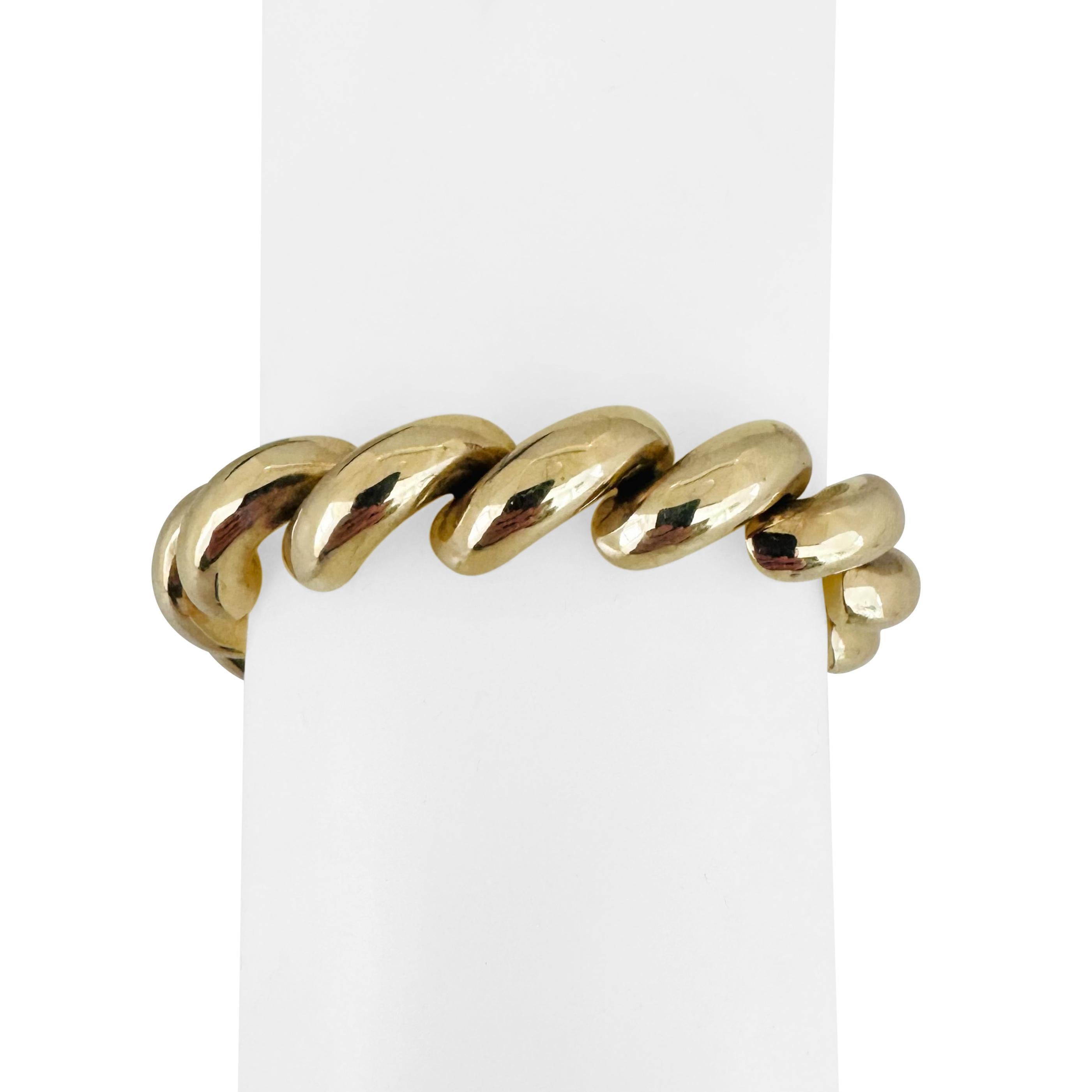 14k Yellow Gold 28.3g Wide Thick 12mm San Marco Link Bracelet Italy 7.5