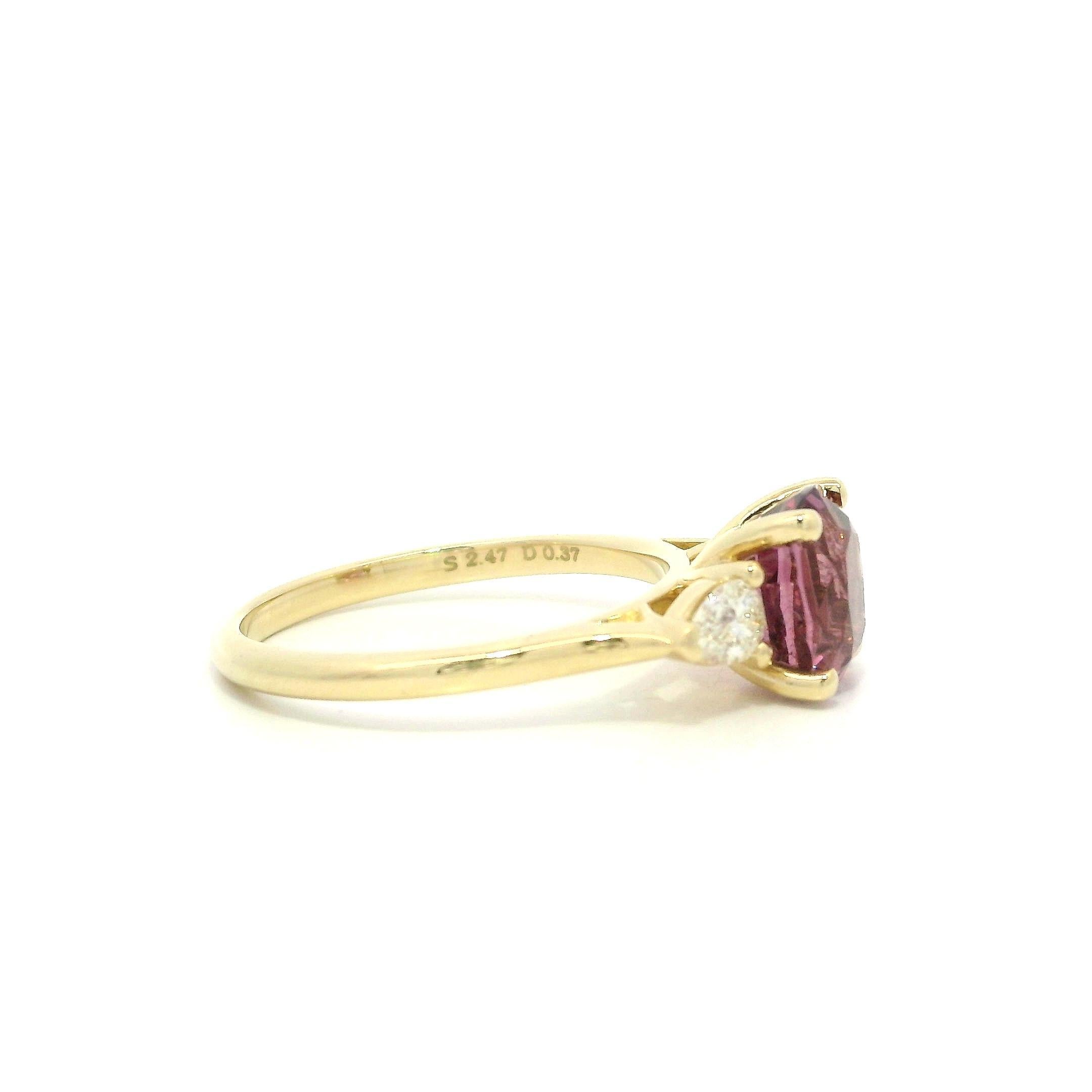 --Stone(s):--
(1) Natural Genuine Spinel - Cushion Brilliant Cut - Prong Set - Purplish Pink Color - NO HEAT - 2.47ct (exact)
** See Certification Details Below for Complete Info **
(2) Natural Genuine Diamonds - Pear Cut - Prong Set - Nice