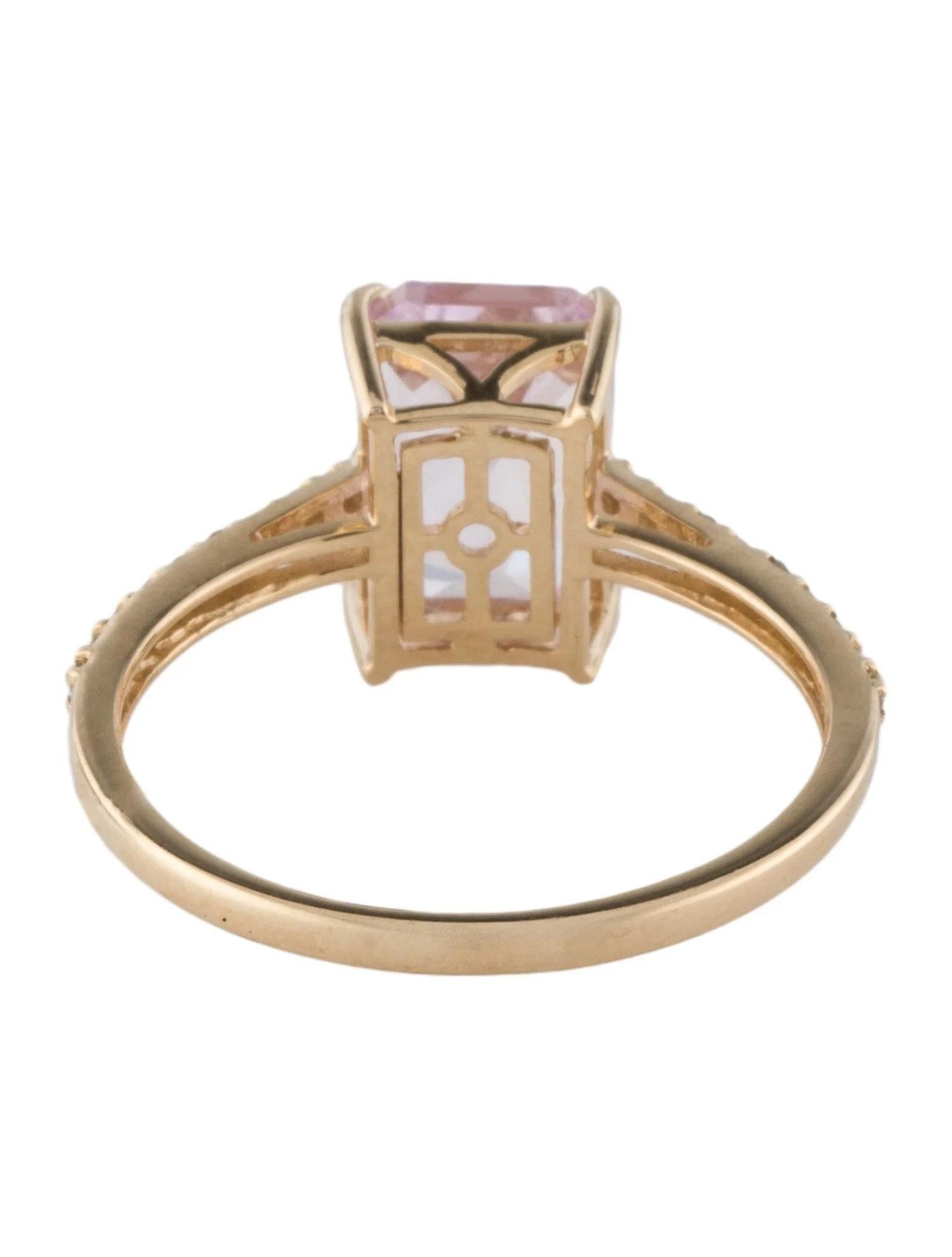 Round Cut 14K Yellow Gold 2.85ctw Kunzite & Diamond Cocktail Ring Size 7