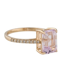 14K Yellow Gold 2.85ctw Kunzite & Diamond Cocktail Ring Size 7