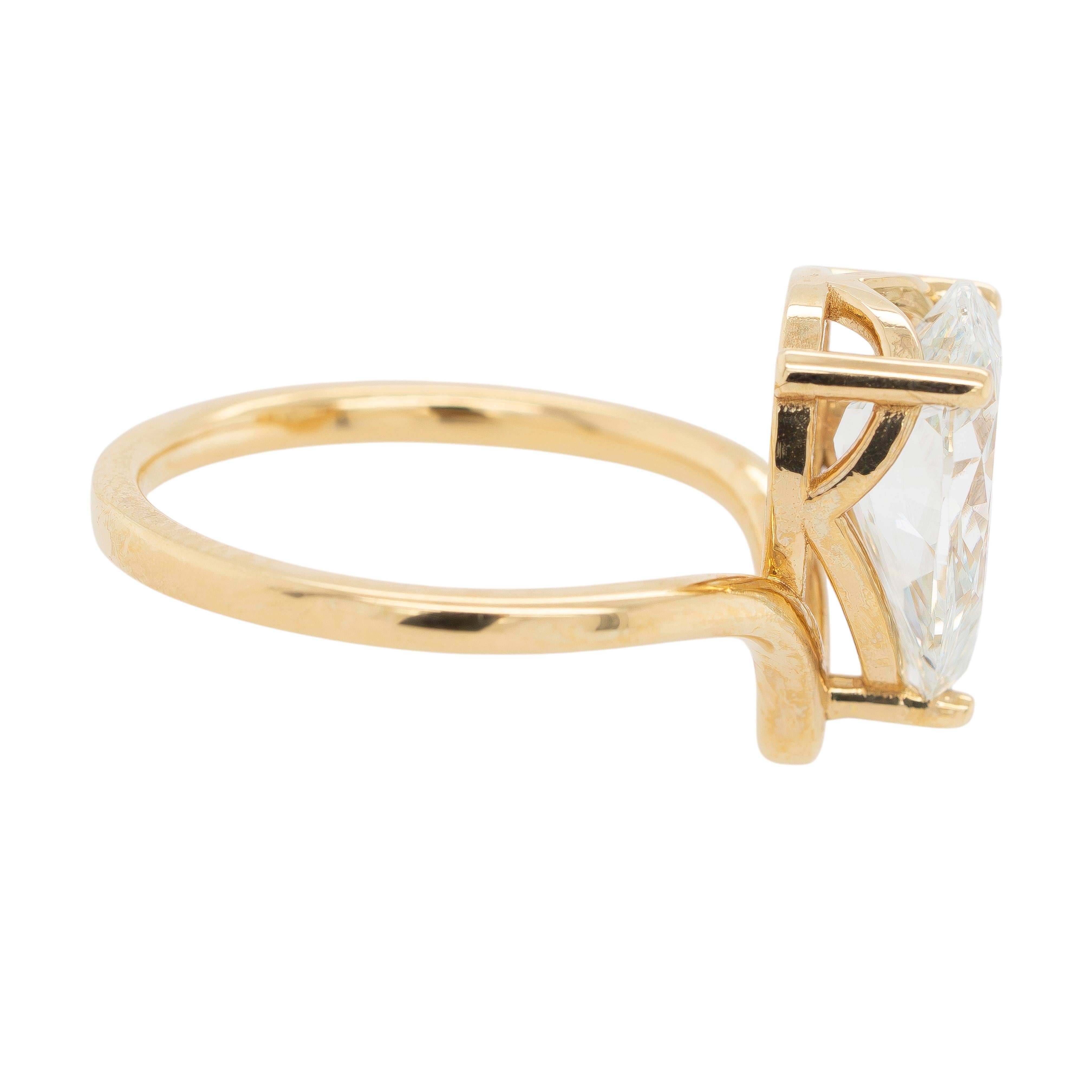14k Gelbgold 2,86ct GIA-zertifiziert Brilliant-Schliff Birne Verlobungsring (Tropfenschliff)