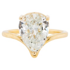 14k Gelbgold 2,86ct GIA-zertifiziert Brilliant-Schliff Birne Verlobungsring