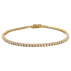 14Karat Yellow Gold 2.88 Carat Round-cut Diamond Tennis Bracelet