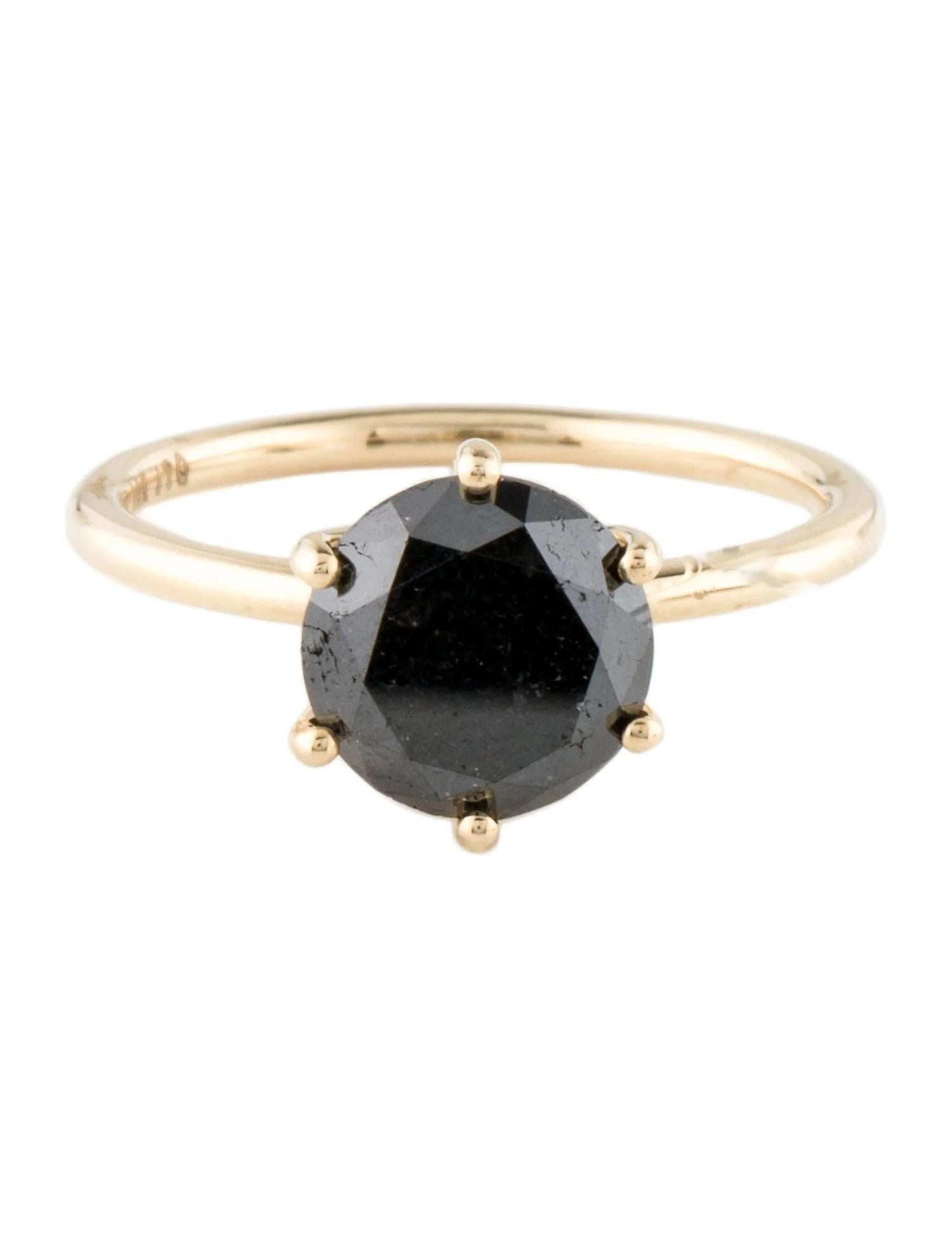 Artist 14K Yellow Gold 2.88ct Black Diamond Solitaire Cocktail Ring, Size 7