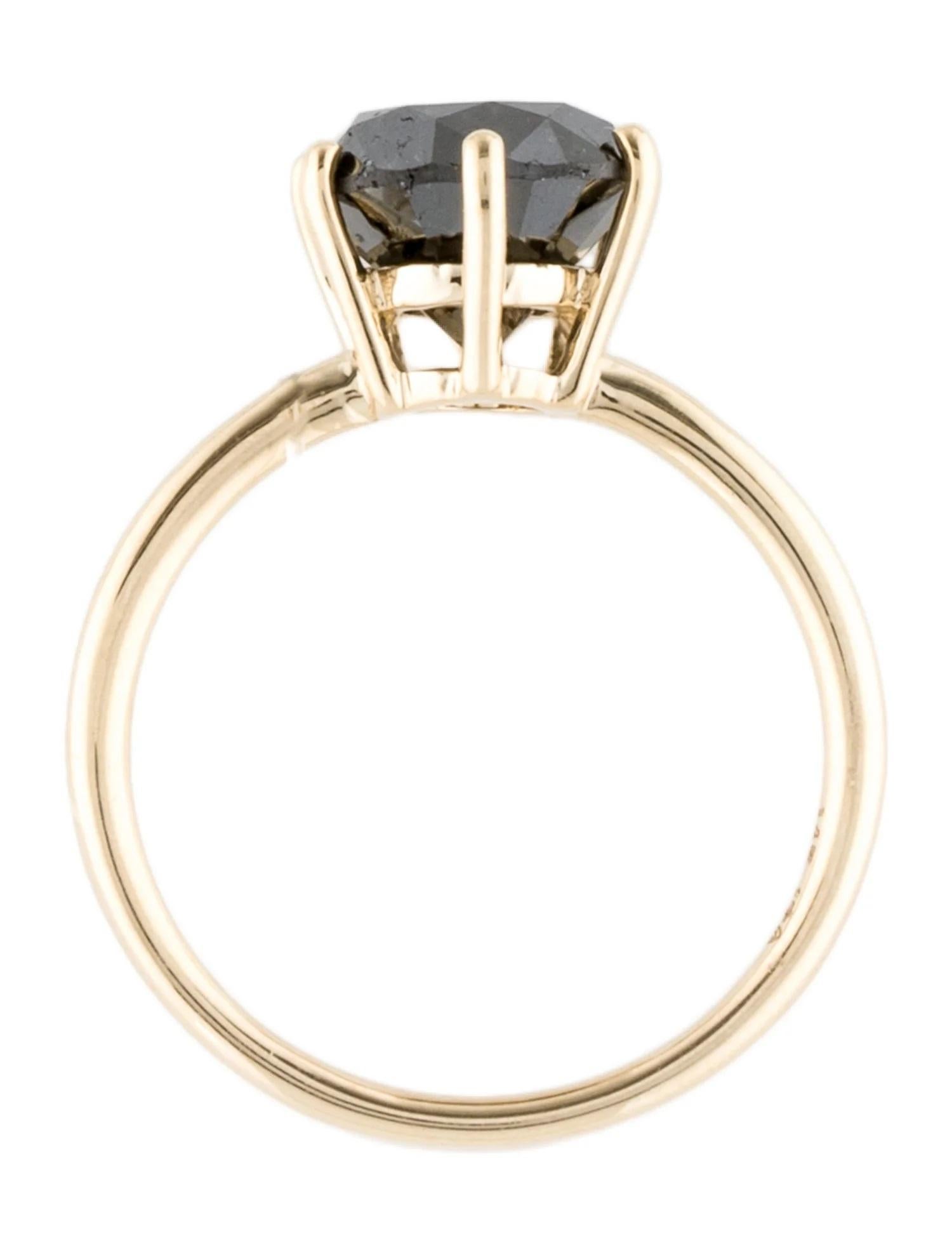 14K Yellow Gold 2.88ct Black Diamond Solitaire Cocktail Ring, Size 7 In New Condition In Holtsville, NY