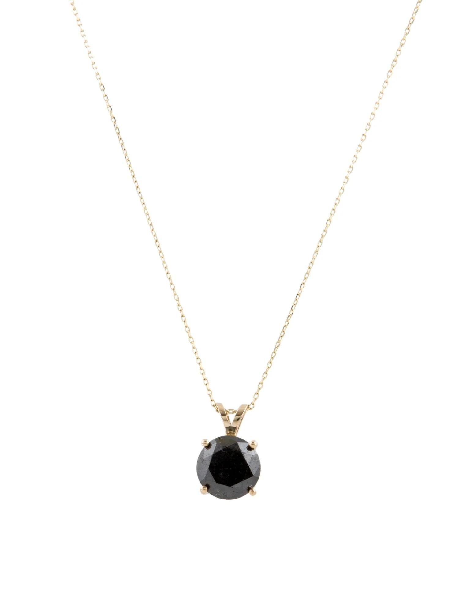 Round Cut 14K Yellow Gold 2.90ct Diamond Solitaire Pendant Necklace For Sale