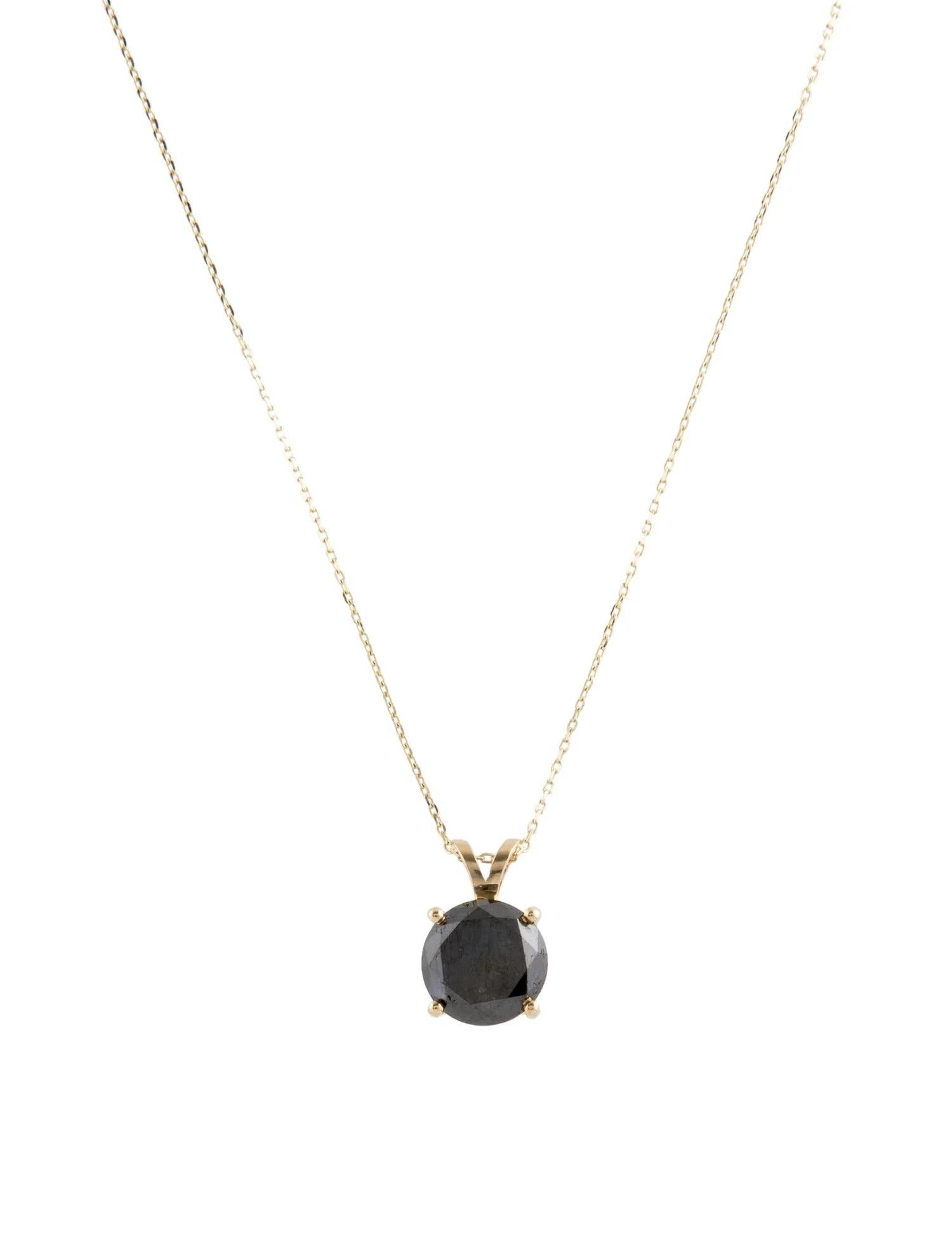 Round Cut 14K Yellow Gold 2.91ct Diamond Solitaire Pendant Necklace For Sale