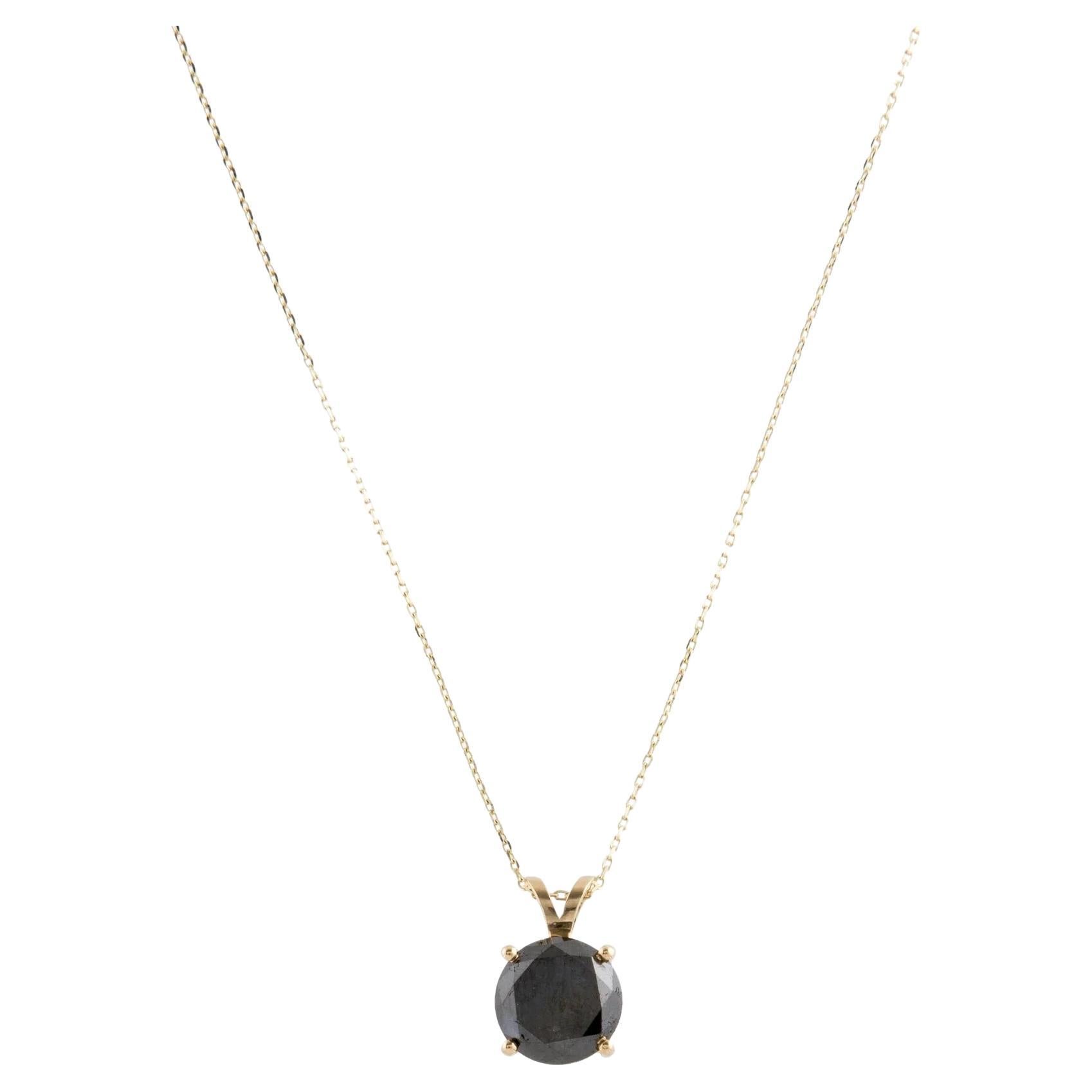 14K Yellow Gold 2.91ct Diamond Solitaire Pendant Necklace
