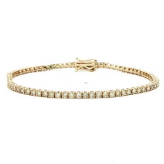 Pulsera de Tenis Línea Clásica de Oro Amarillo de 14k con Diamantes Brillantes Fieros de 2,92 ctw