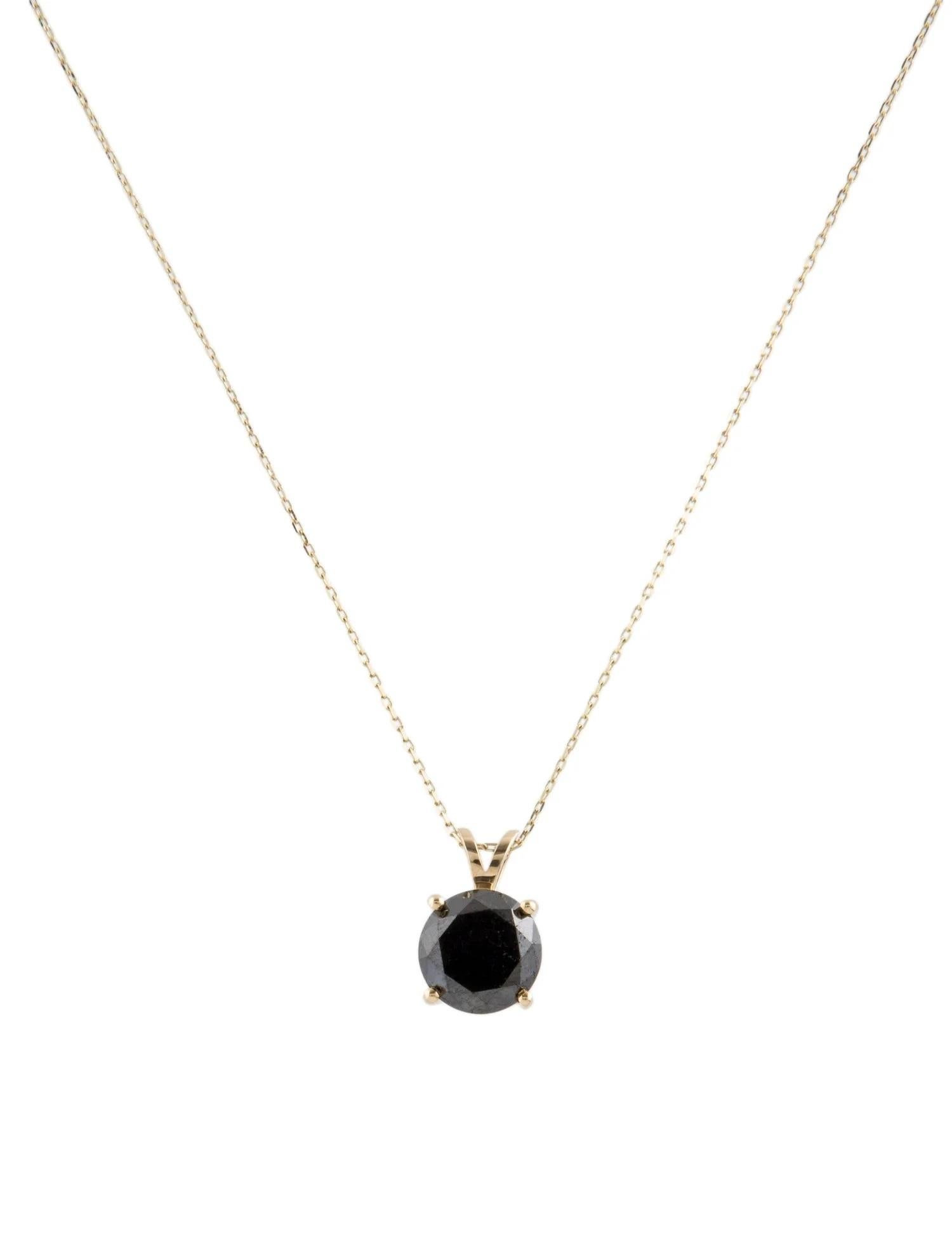 Round Cut 14K Yellow Gold 2.93ct Diamond Solitaire Pendant Necklace For Sale
