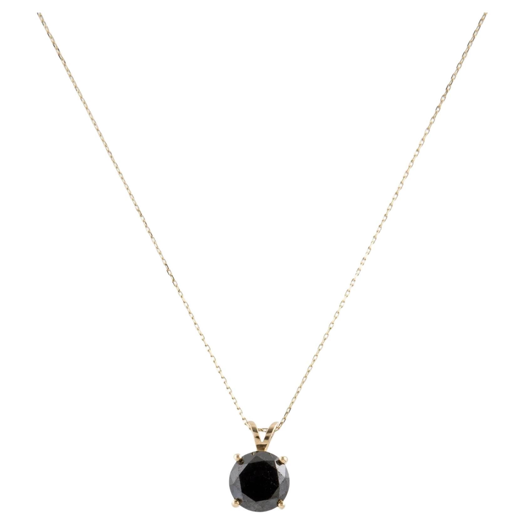14K Yellow Gold 2.93ct Diamond Solitaire Pendant Necklace