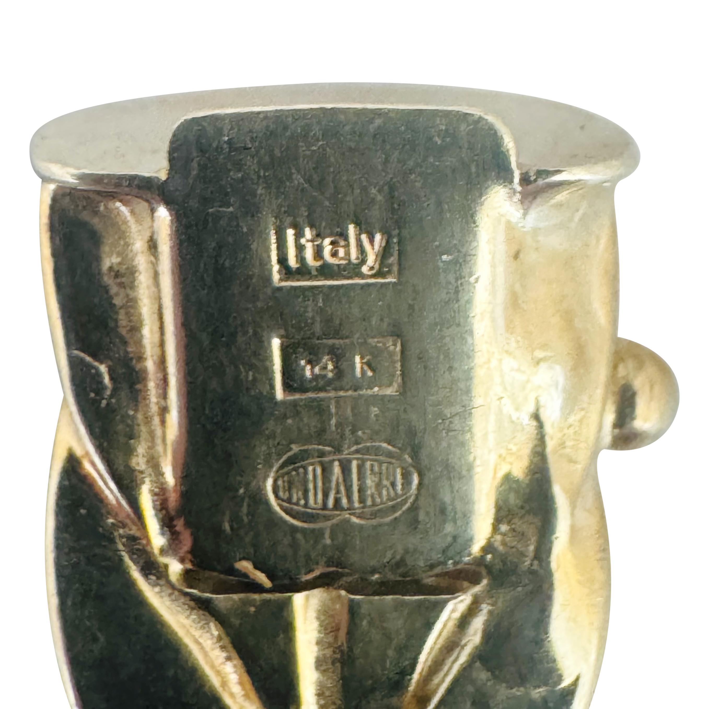 14k Yellow Gold 29.3g UnoAErre Vintage Thick Domed Link Bracelet Italy 7.5