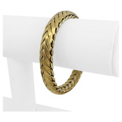 Oro giallo 14k 29,3g UnoAErre Bracciale vintage a maglie spesse e bombate Italia 7,5"