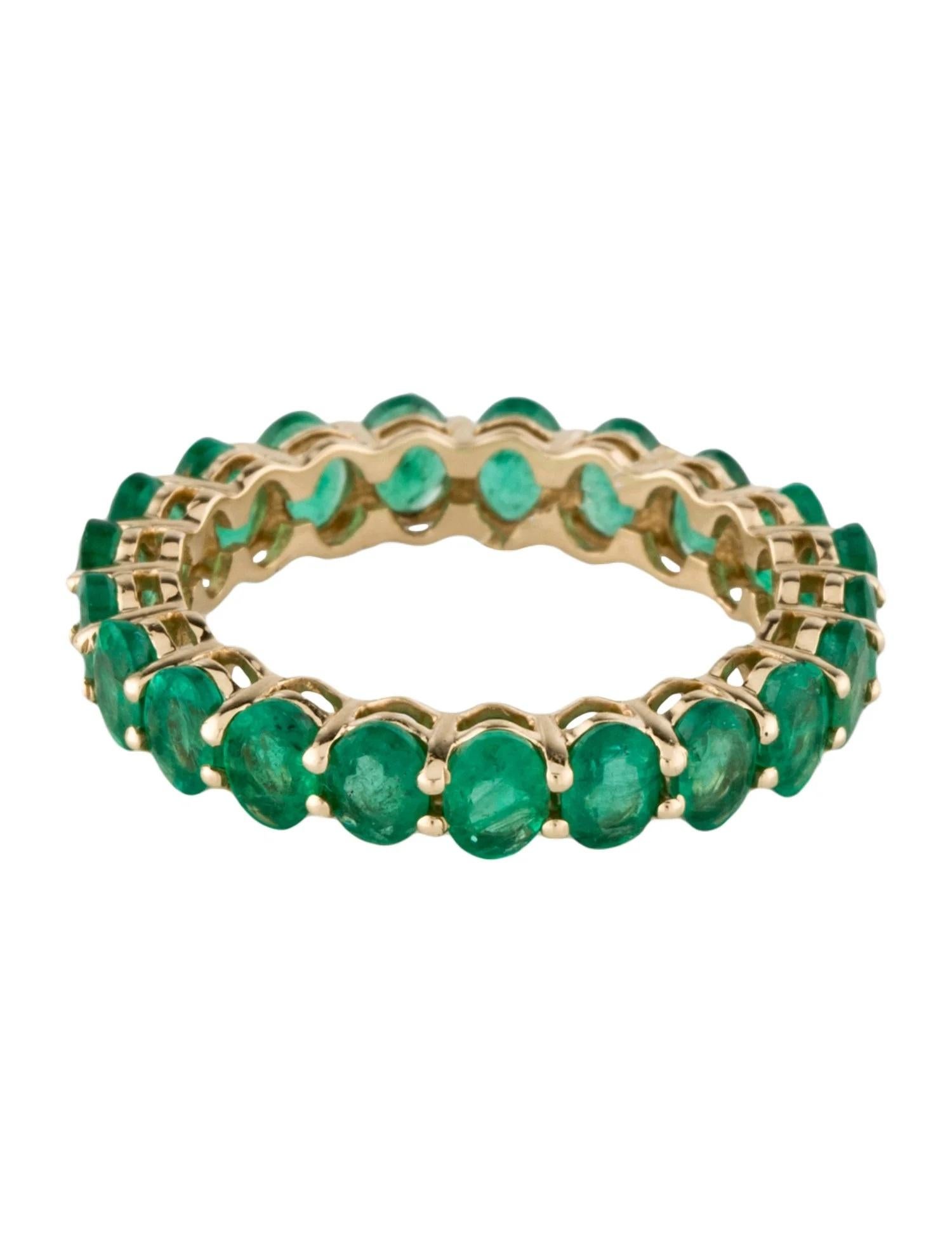 Artist 14K Yellow Gold 2.94ctw Emerald Eternity Band Ring, Size 6.75 For Sale
