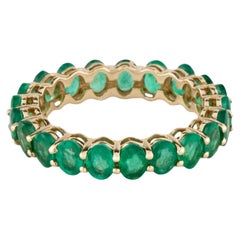 Anillo de oro amarillo de 14 quilates con esmeralda de 2,94 quilates, talla 6,75