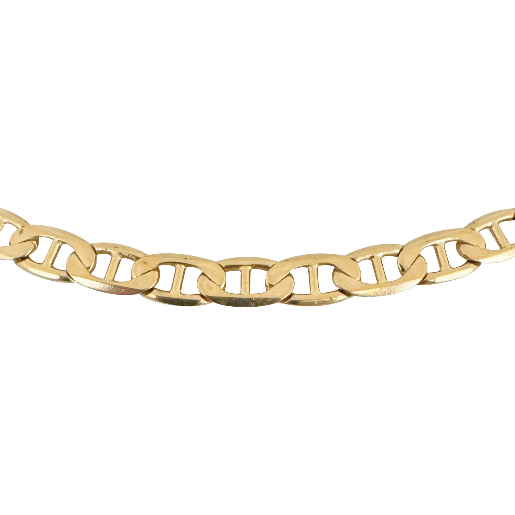 Women's 14k Yellow Gold 29.4g Solid 6mm Mariner Link Chain Necklace Italy 20