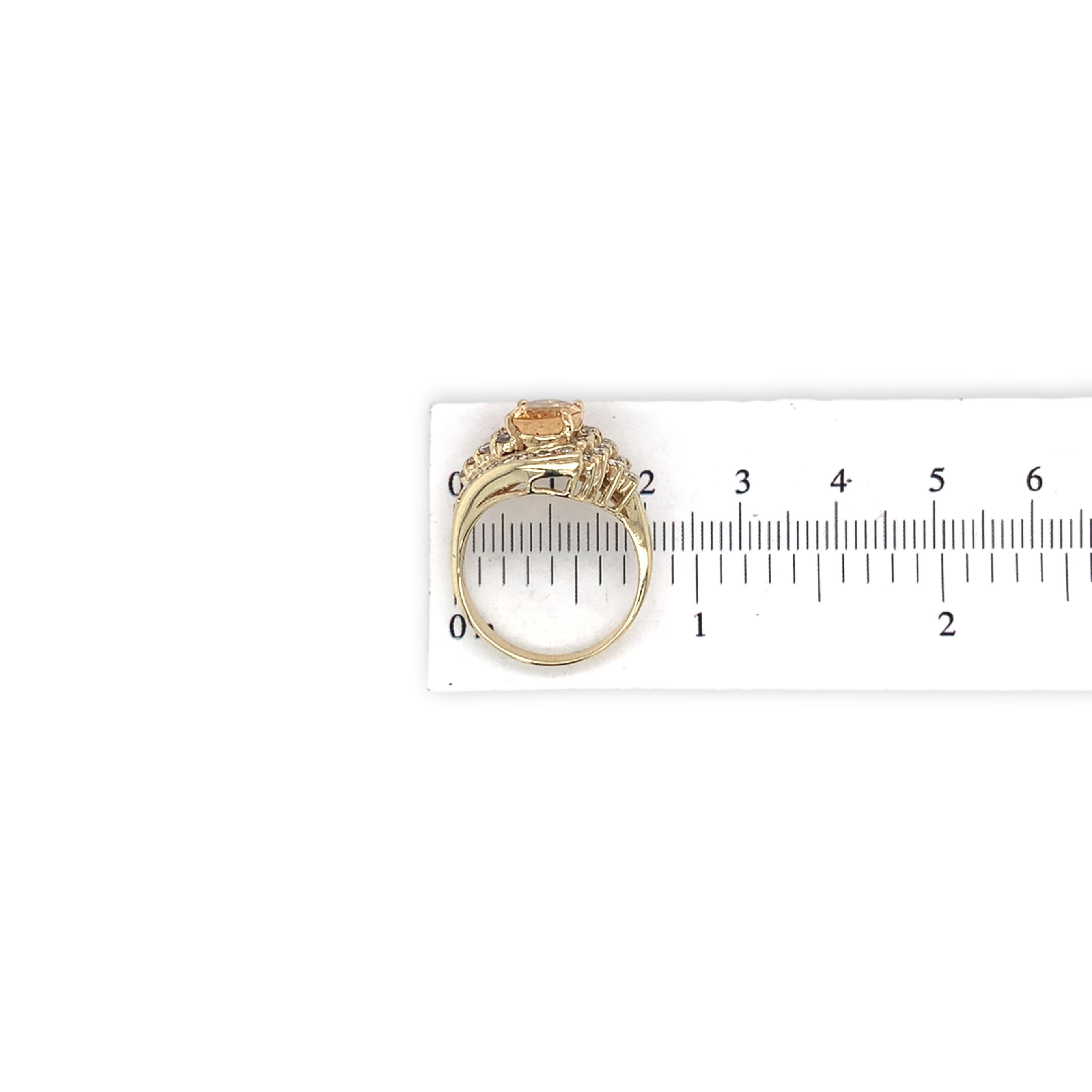 14K Yellow Gold  2.95 carat Precious Topaz and Diamond Ring size 7.75 For Sale 3