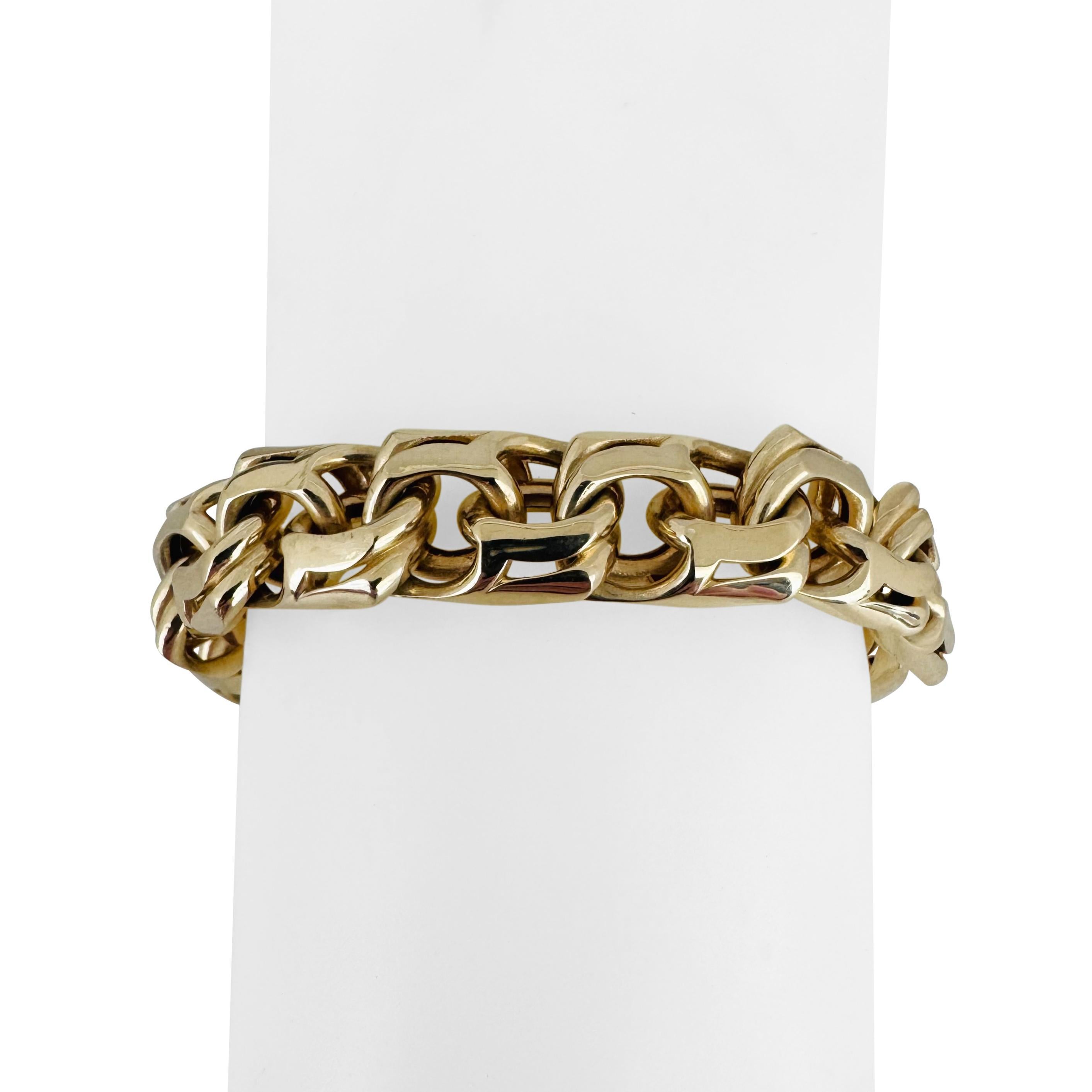 14k Gelbgold 29,5g Hohl Herren 11mm Double Curb Gliederarmband 8,5