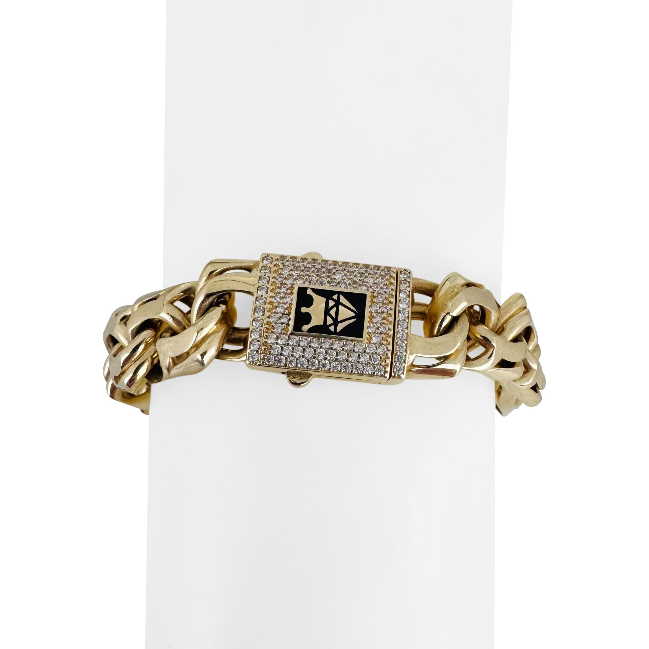 14k Gelbgold 29,5g Hohl Herren 11mm Double Curb Gliederarmband 8,5