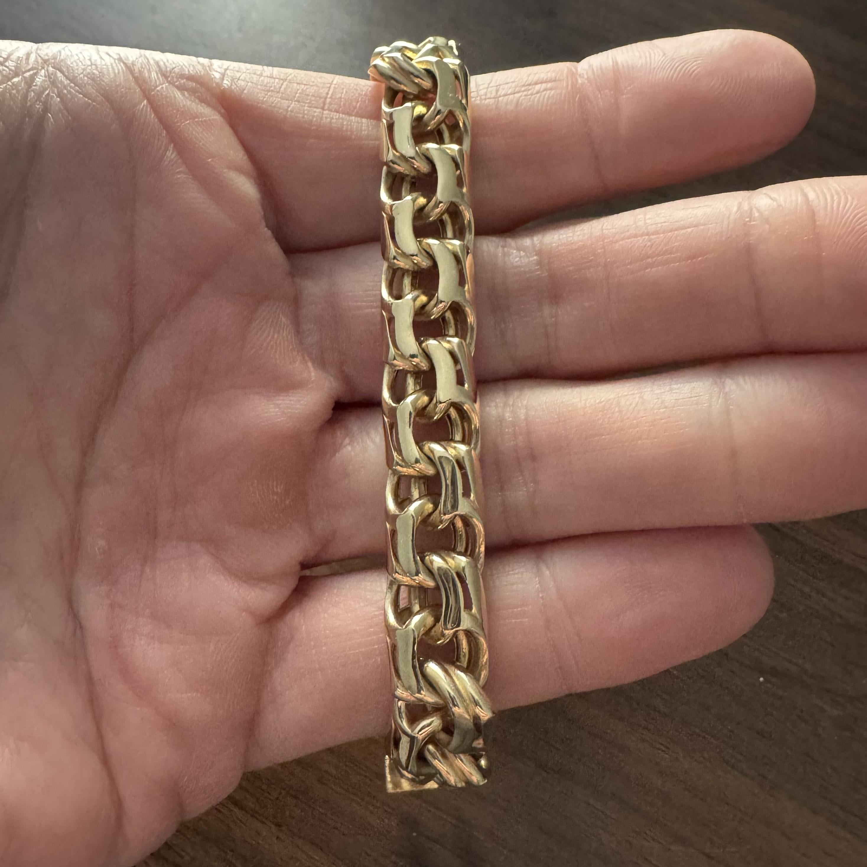 14k Gelbgold 29,5g Hohl Herren 11mm Double Curb Gliederarmband 8,5