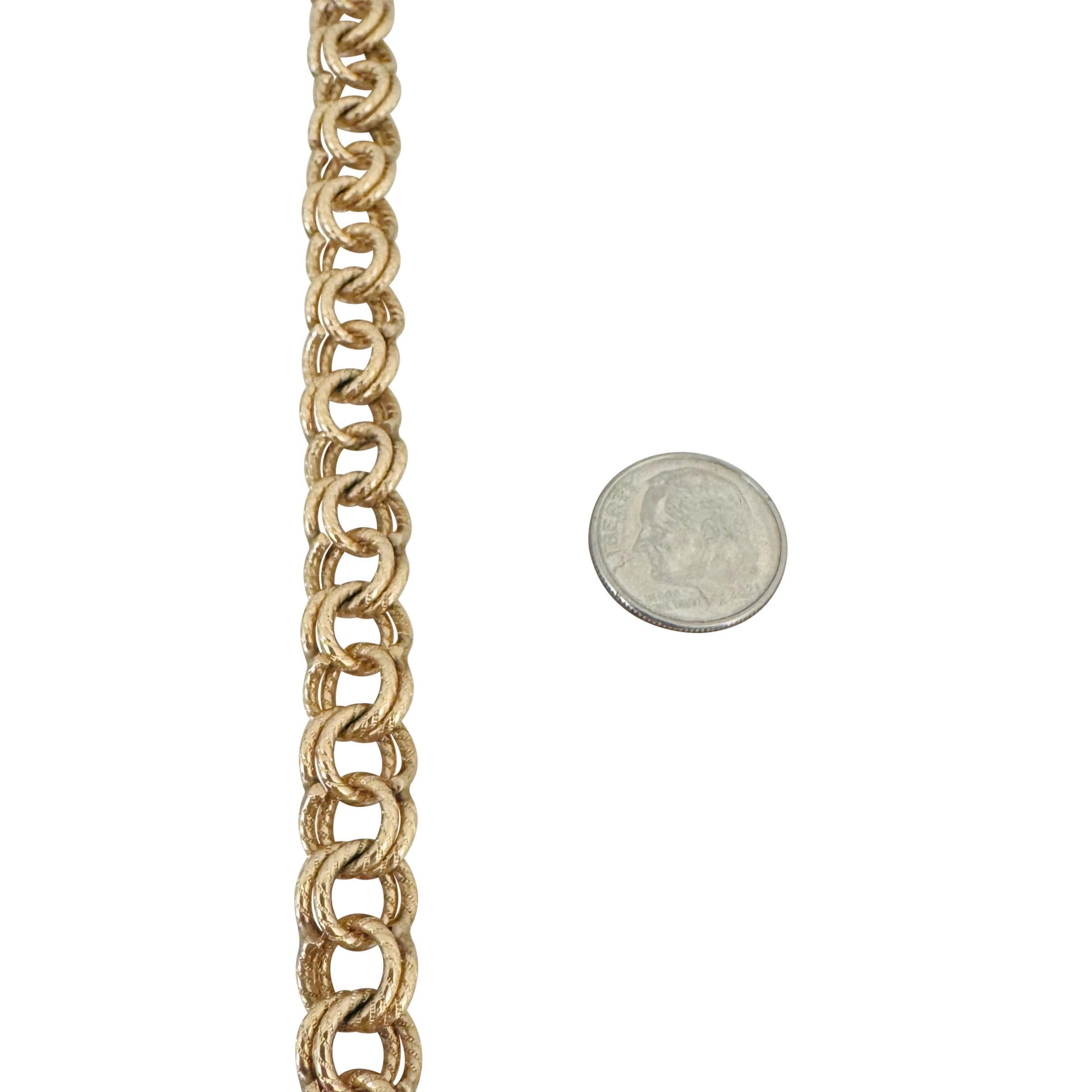 14k Gelbgold 29,7g massives Vintage 10mm Double Curb Link Charm-Armband 7,75