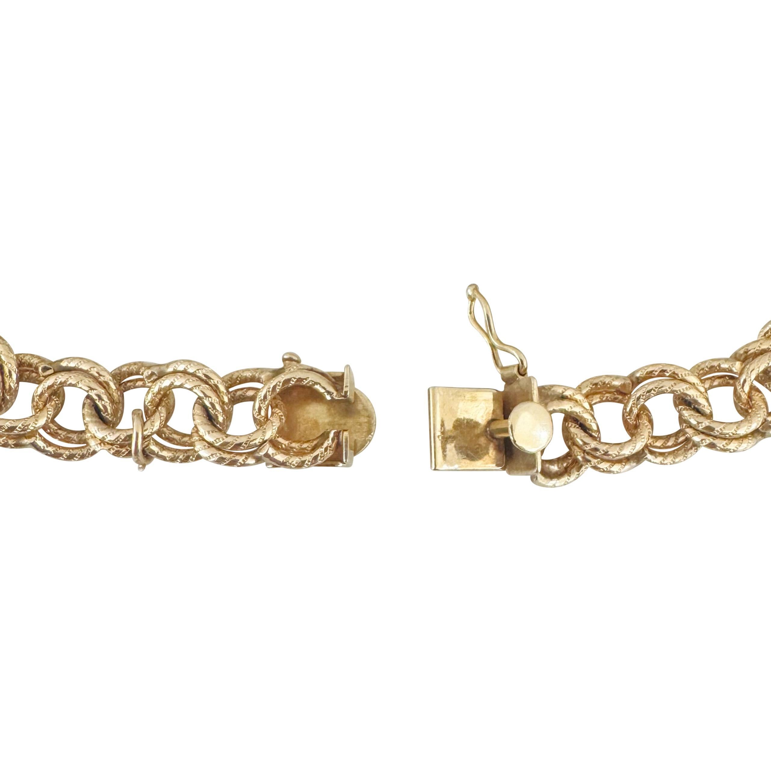 14k Gelbgold 29,7g massives Vintage 10mm Double Curb Link Charm-Armband 7,75