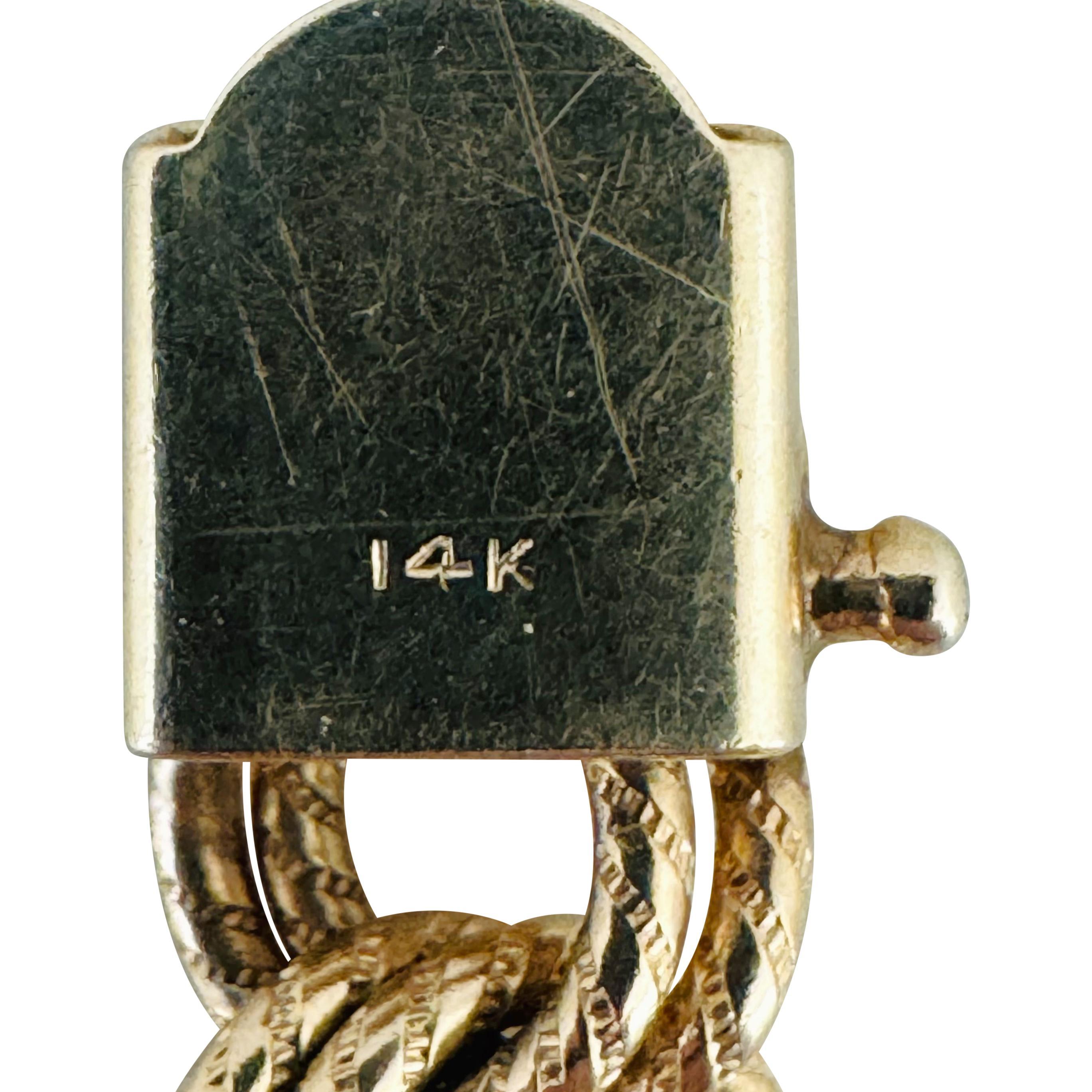 14k Gelbgold 29,7g massives Vintage 10mm Double Curb Link Charm-Armband 7,75
