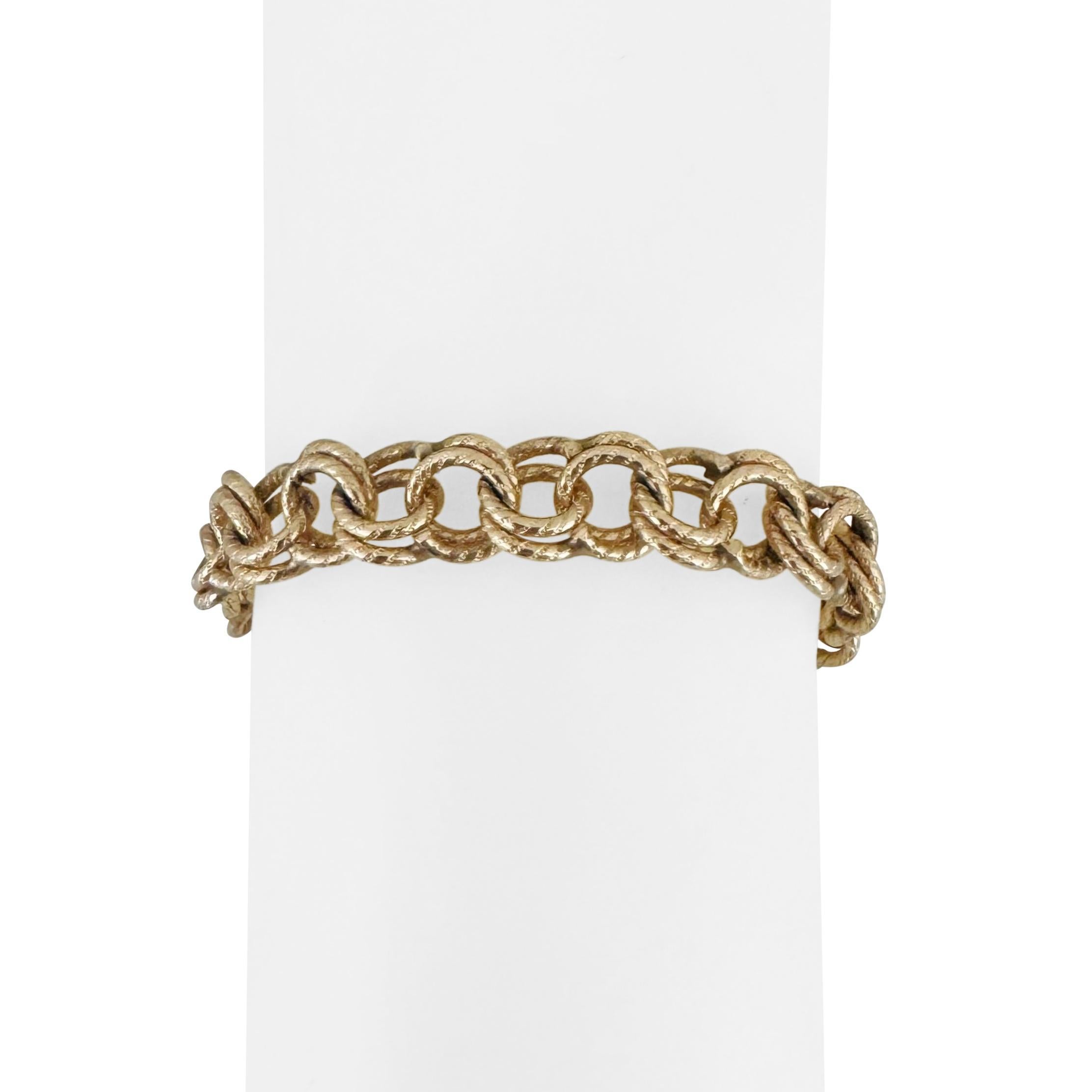 14k Gelbgold 29,7g massives Vintage 10mm Double Curb Link Charm-Armband 7,75