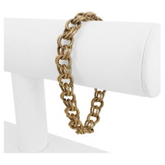 Bracciale con charme in oro giallo 14k 29,7g solido vintage 10mm Double Curb Link 7.75"