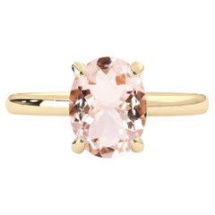 14k Yellow Gold 2ct Morganite Engagement Ring, Oval Solitaire