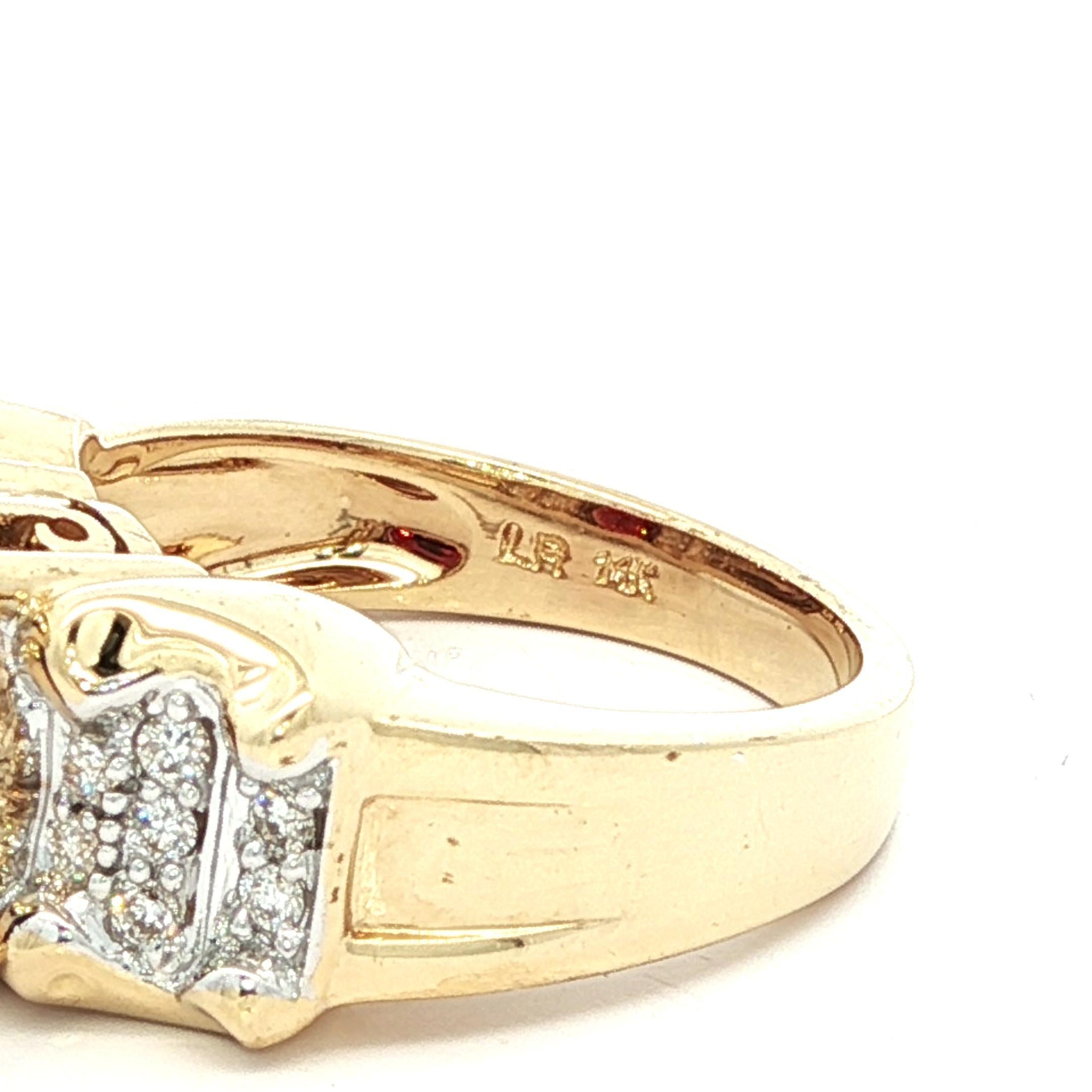 Anello a fascia larga in oro giallo 14k con granato ovale da 2 carati e accenti di diamanti in pavé in vendita 6