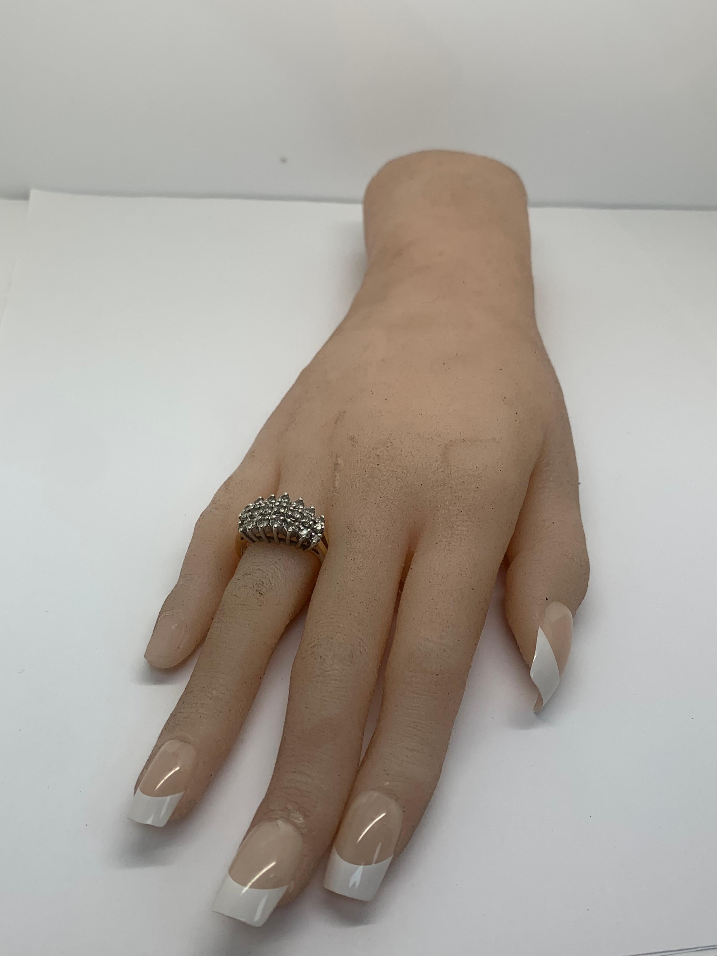 14K Yellow Gold 2cttw Diamond Cocktail Ring In New Condition In New York, NY