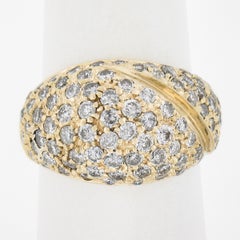 14k Yellow Gold 2ctw Pave Round Brilliant Diamond Wide Domed Cocktail Band Ring
