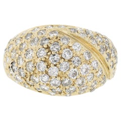 14k Yellow Gold 2ctw Pave Round Brilliant Diamond Wide Domed Cocktail Band Ring