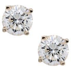 14k Yellow Gold 2ctw Round Natural Diamond Martini Studs